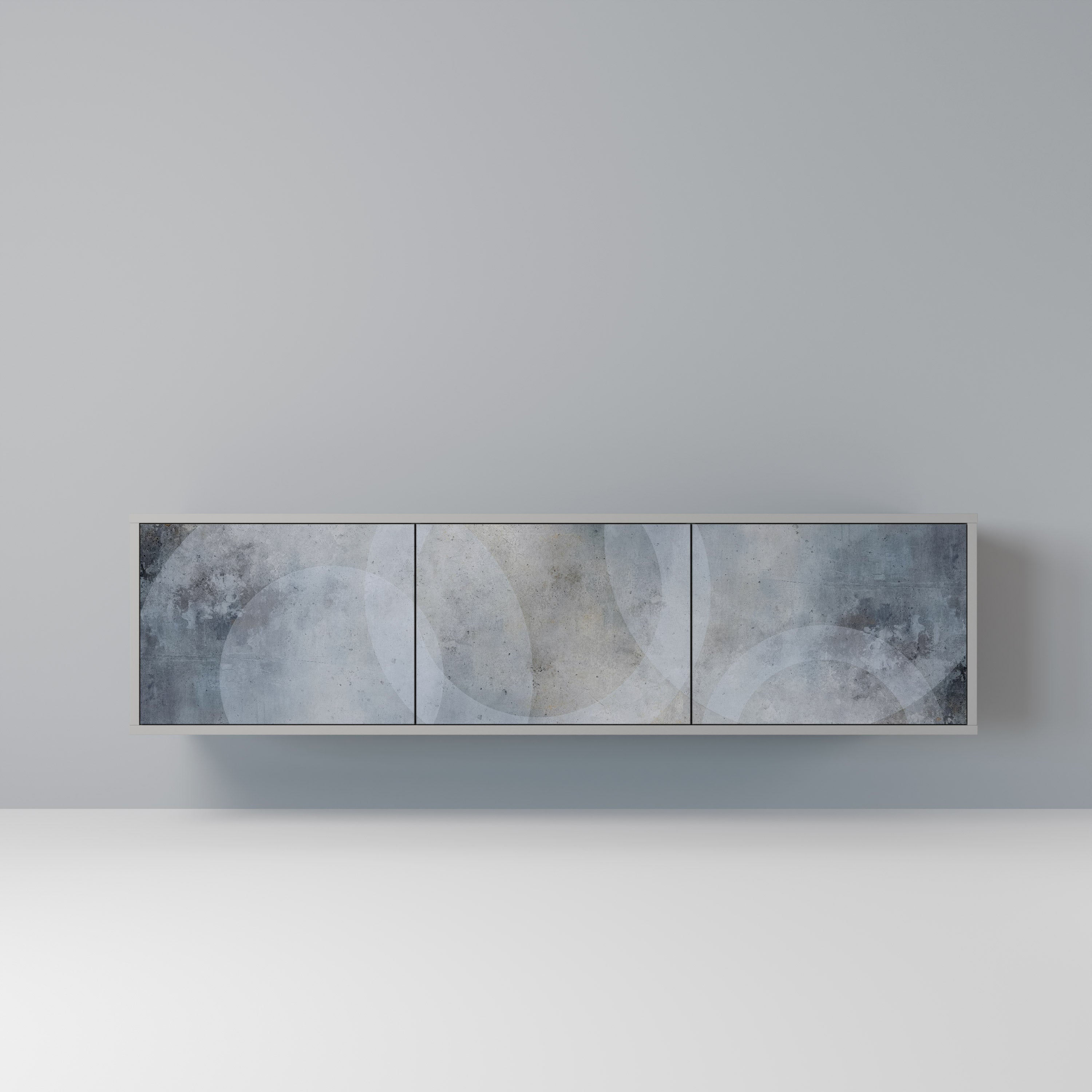 Mueble de TV de 3 puertas MUTED ARC en acabado gris