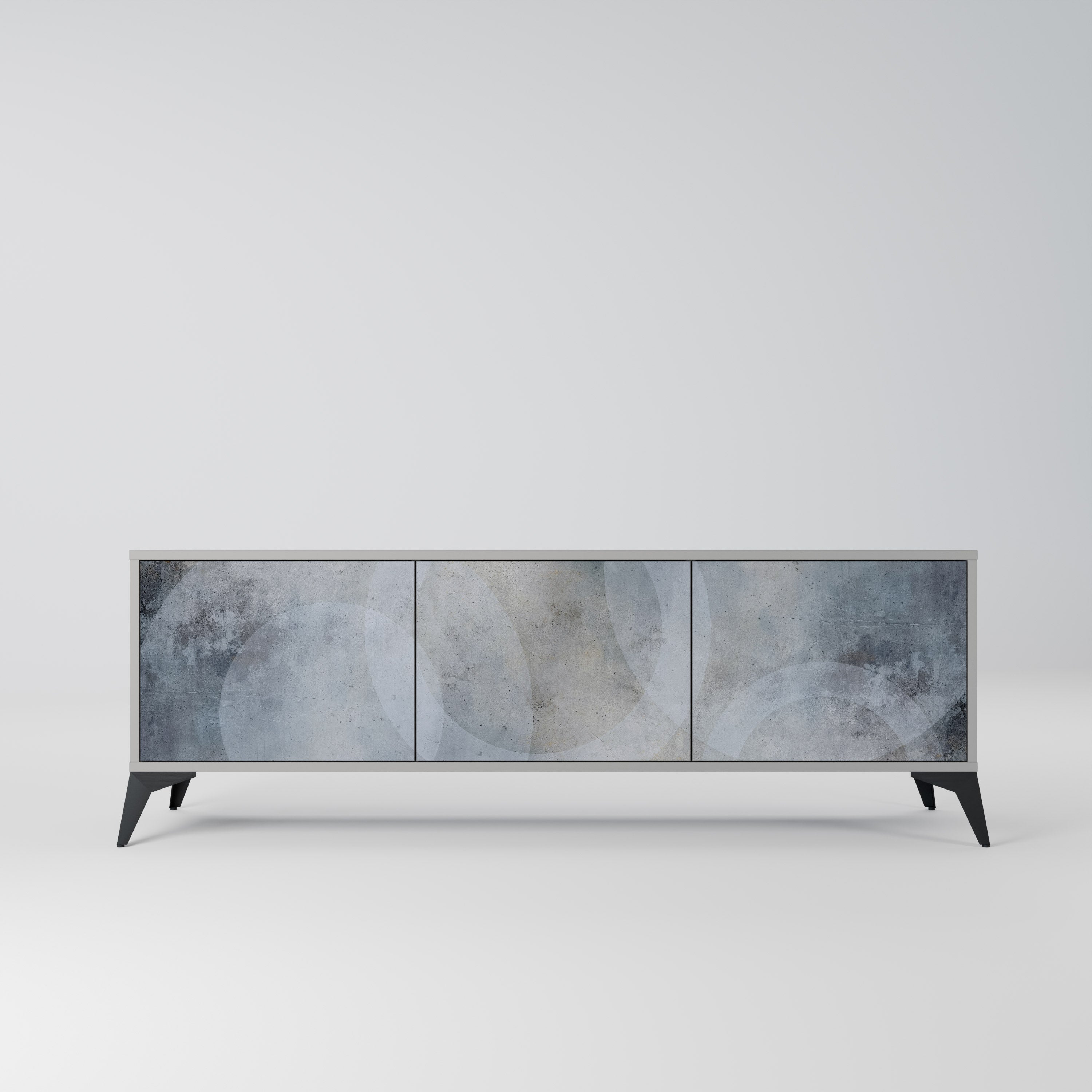 Mueble de TV de 3 puertas MUTED ARC en acabado gris