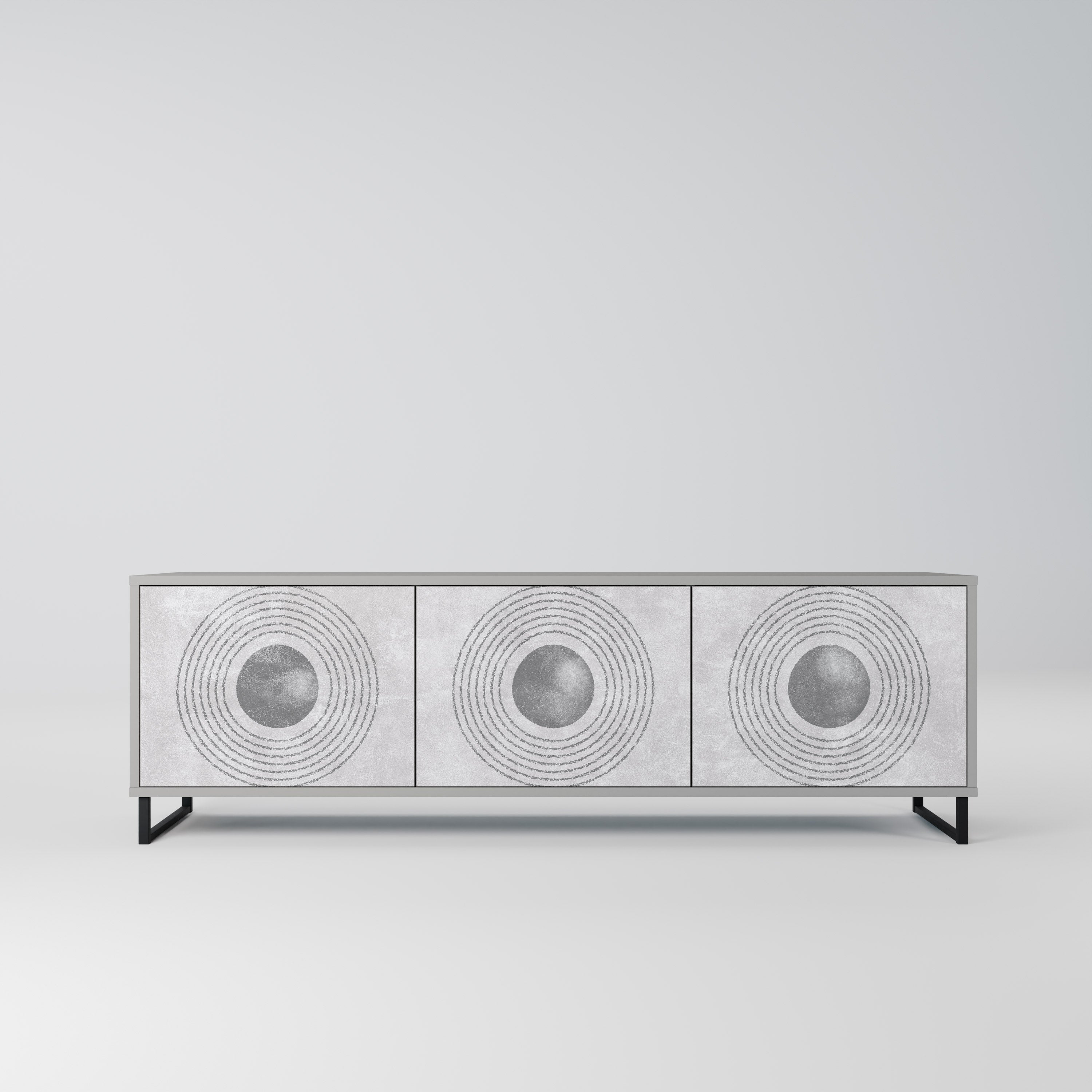 Mueble de TV de 3 puertas SOLID CIRCLES en acabado gris
