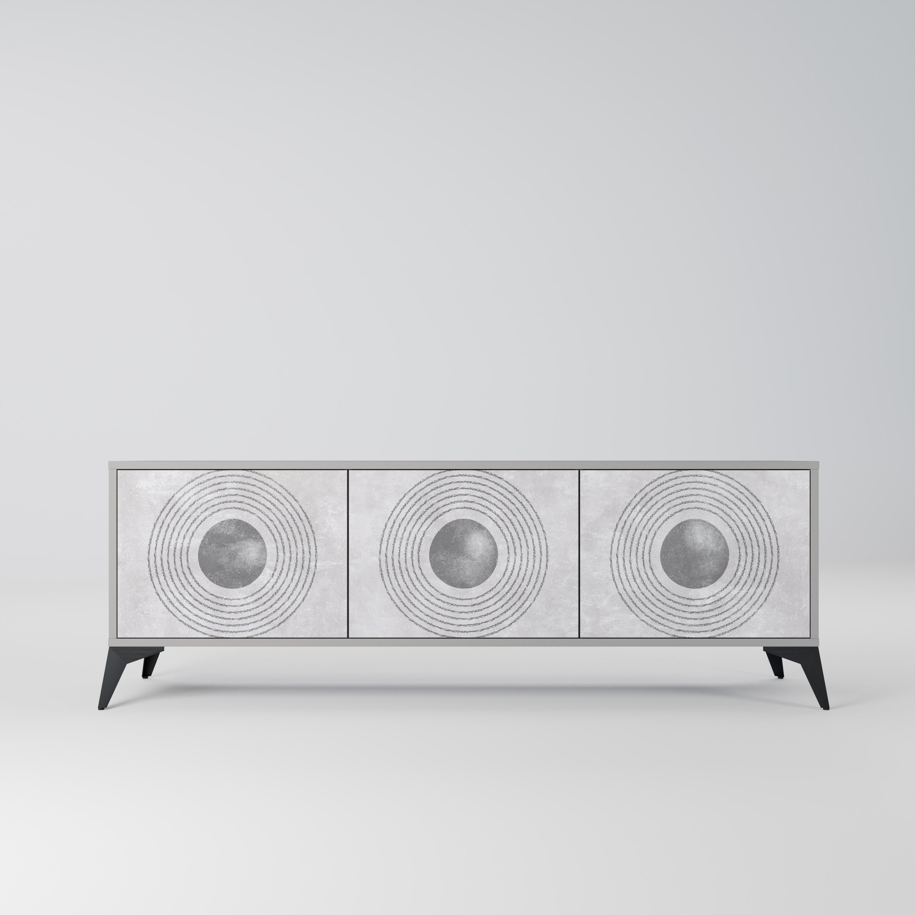 Mueble de TV de 3 puertas SOLID CIRCLES en acabado gris
