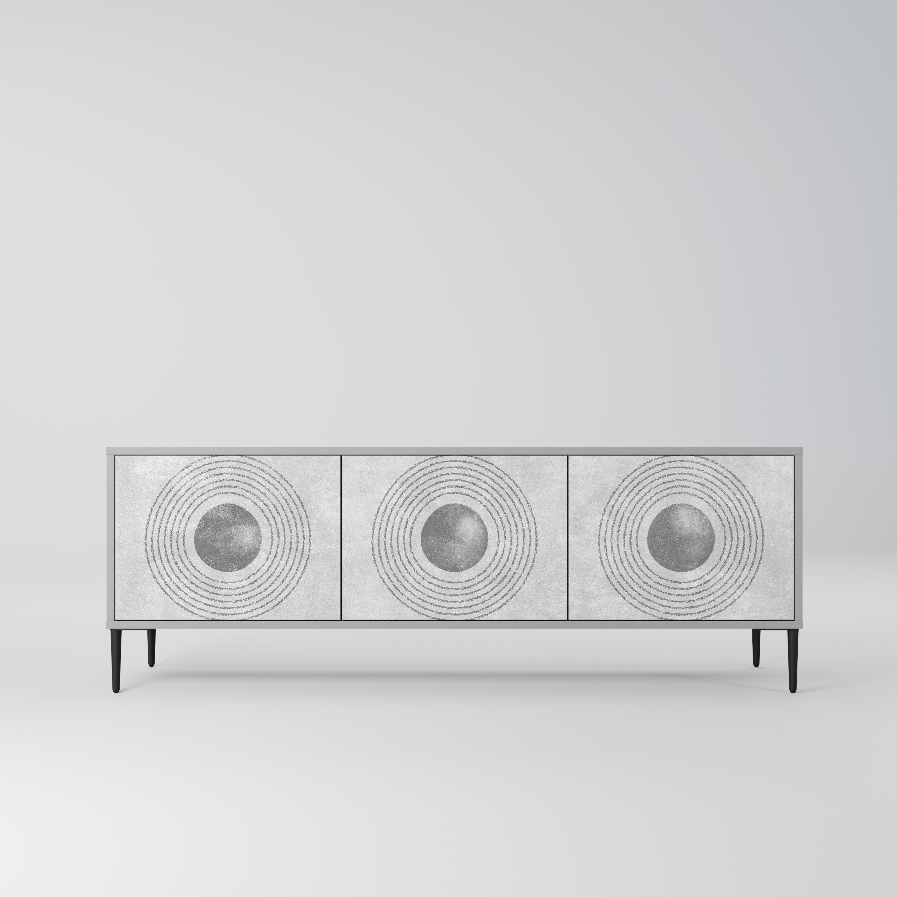 Mueble de TV de 3 puertas SOLID CIRCLES en acabado gris