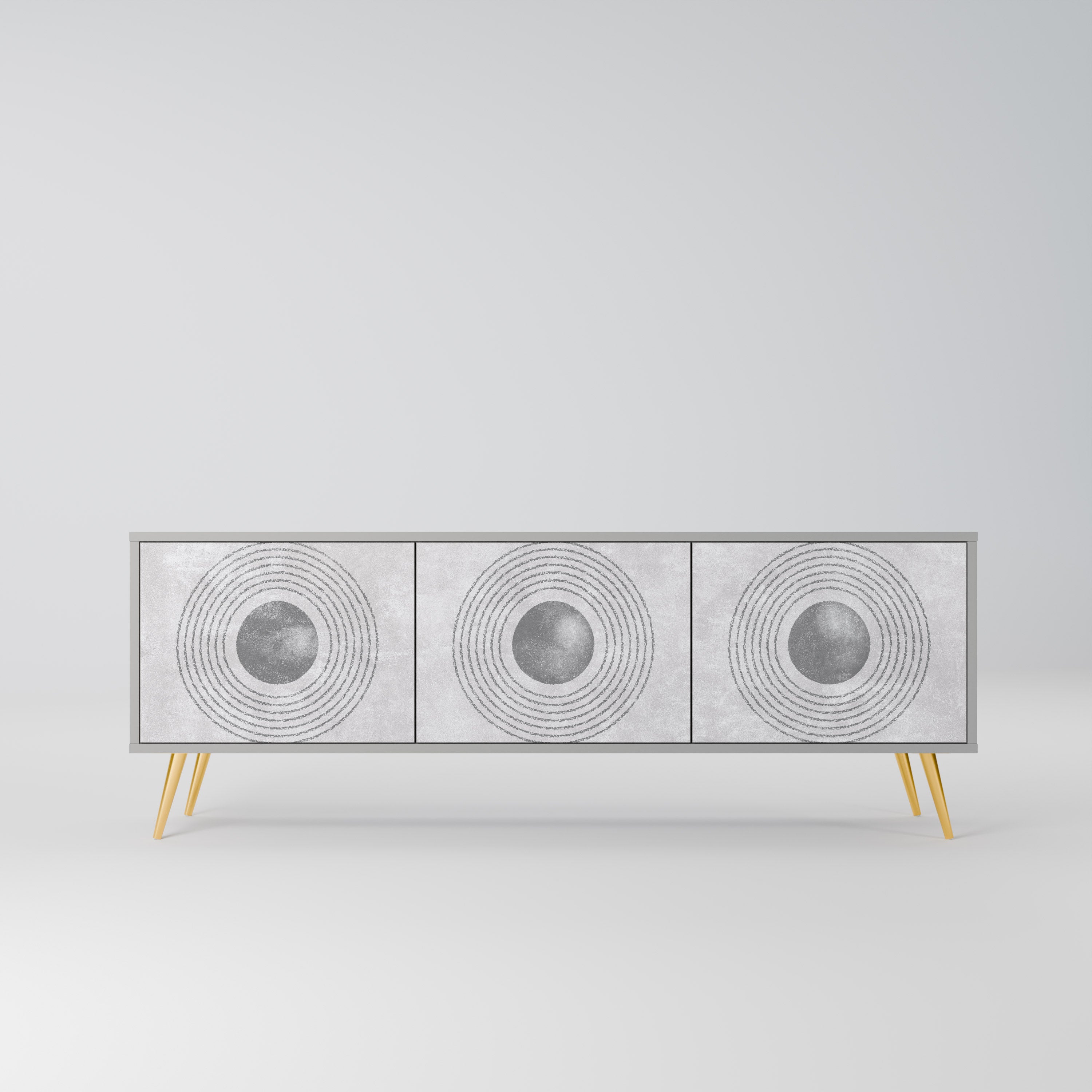 Mueble de TV de 3 puertas SOLID CIRCLES en acabado gris