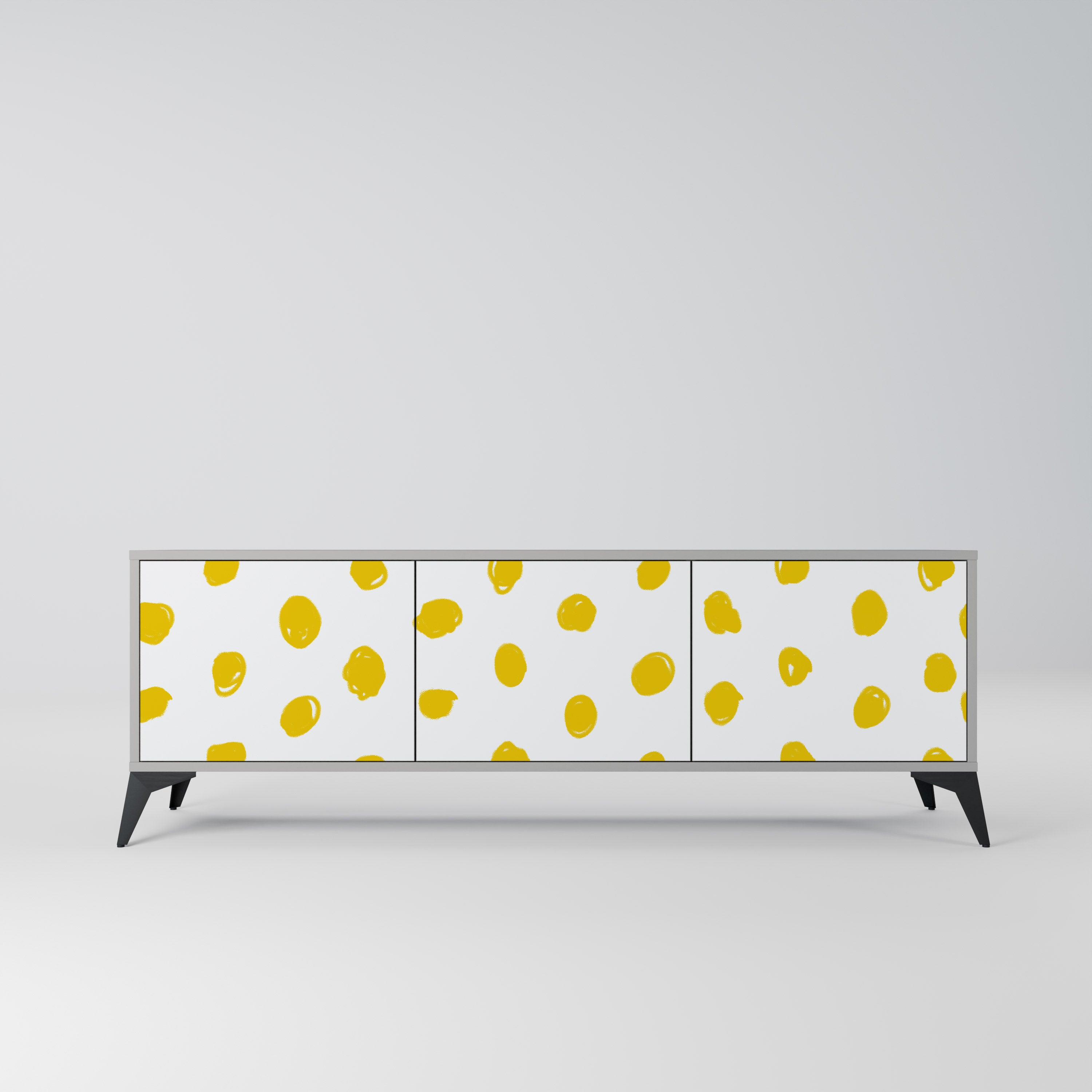 Mueble de TV de 3 puertas RADIANT REVERIE en acabado gris