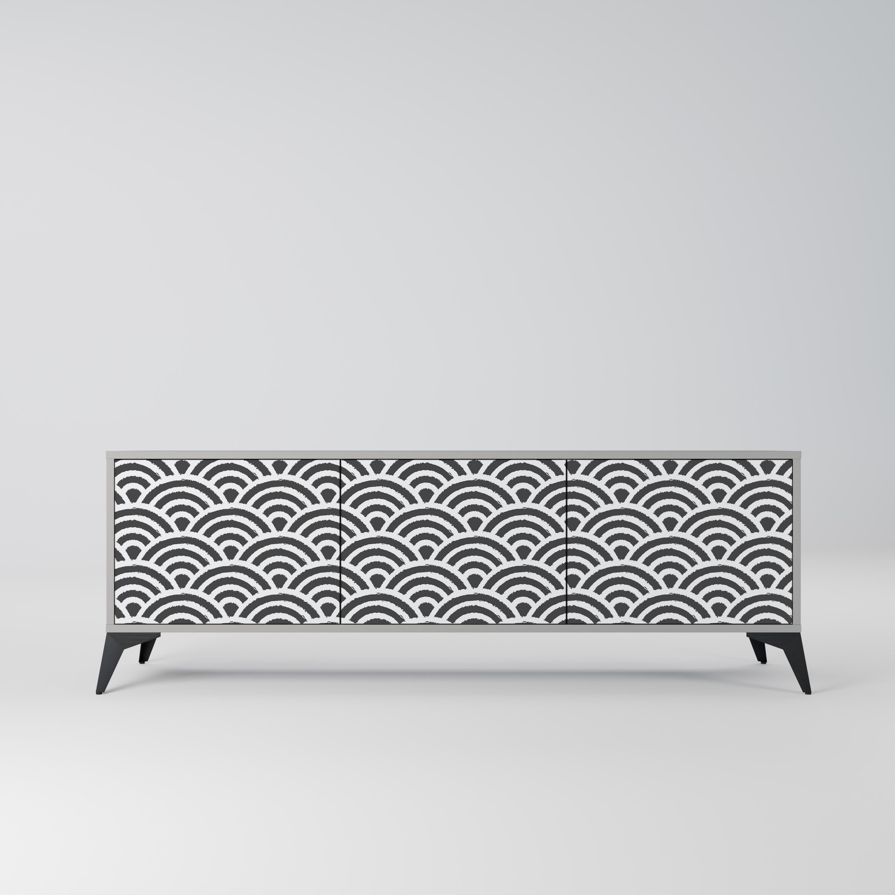 Mueble de TV de 3 puertas GLOOMY HOST en acabado gris