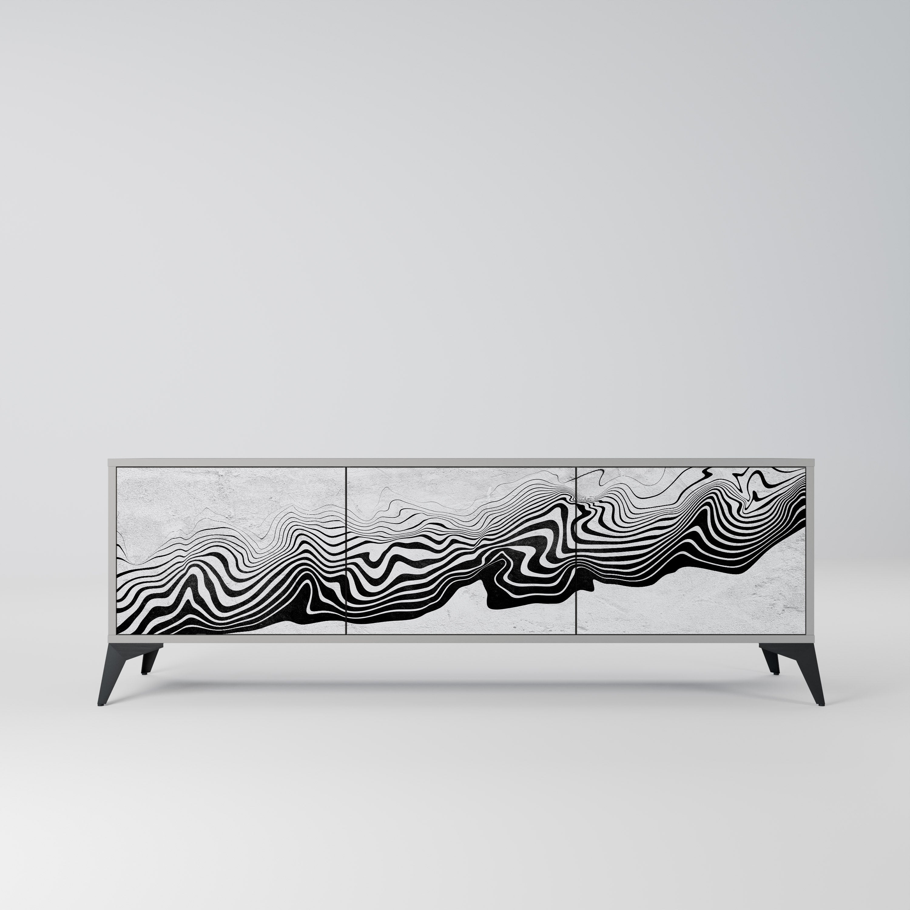 Mueble de TV MIRAGE MONOCROMÁTICO de 3 puertas en acabado gris