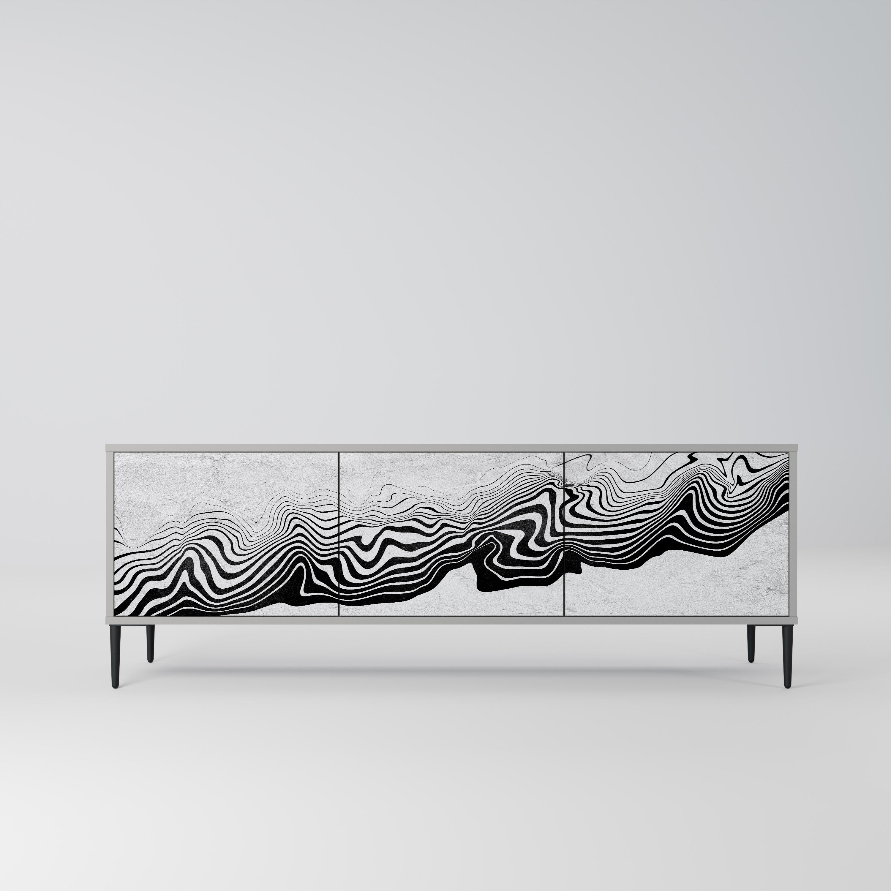 Mueble de TV MIRAGE MONOCROMÁTICO de 3 puertas en acabado gris