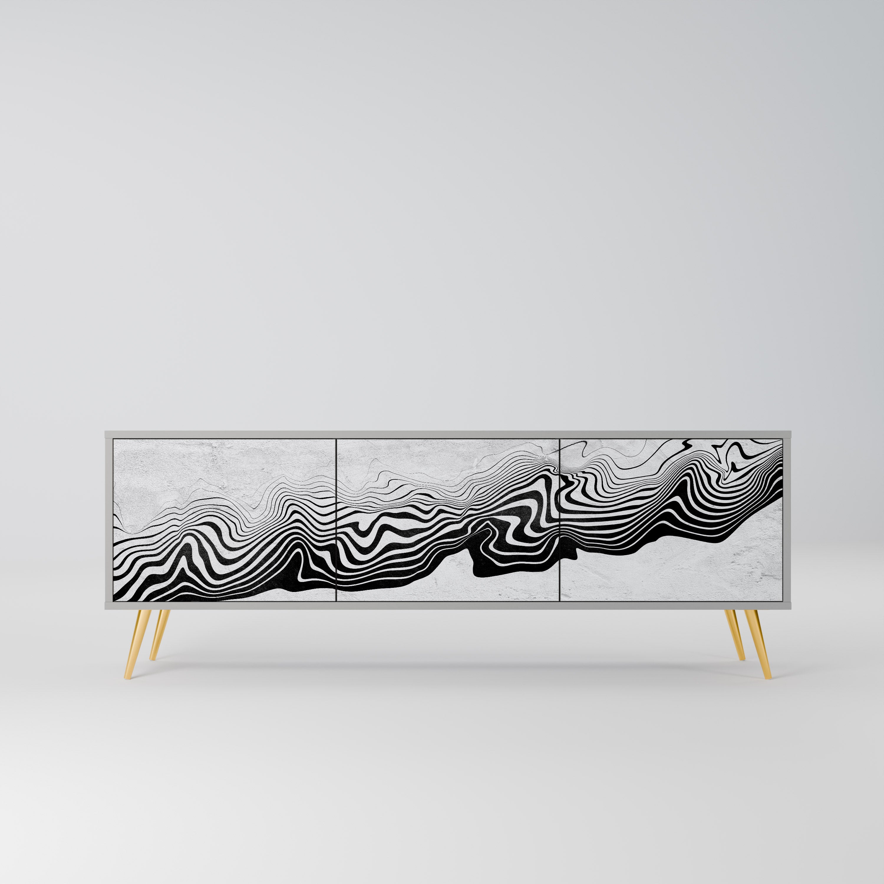 Mueble de TV MIRAGE MONOCROMÁTICO de 3 puertas en acabado gris