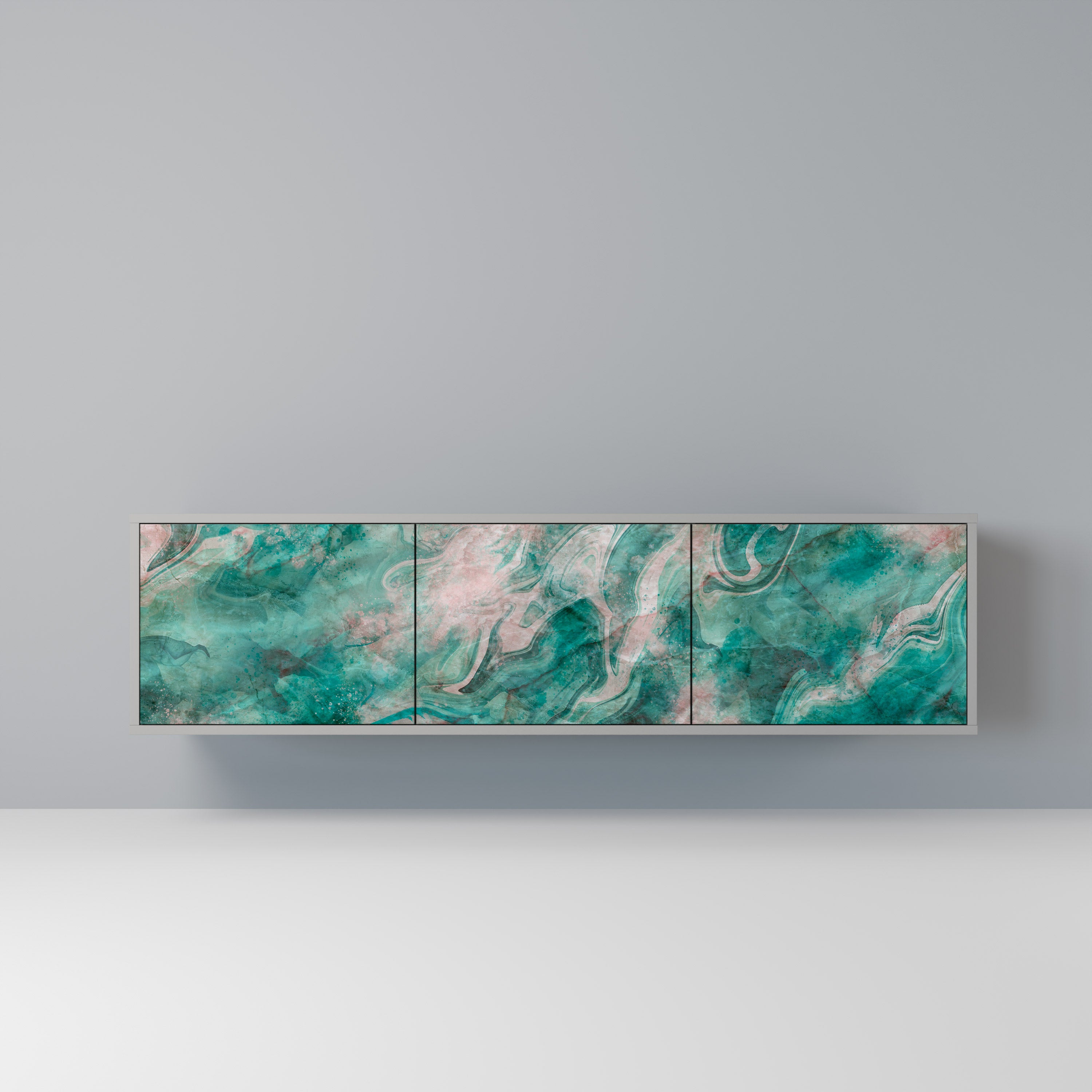 Mueble de TV de 3 puertas ABSTRACT ALCHEMY en acabado gris