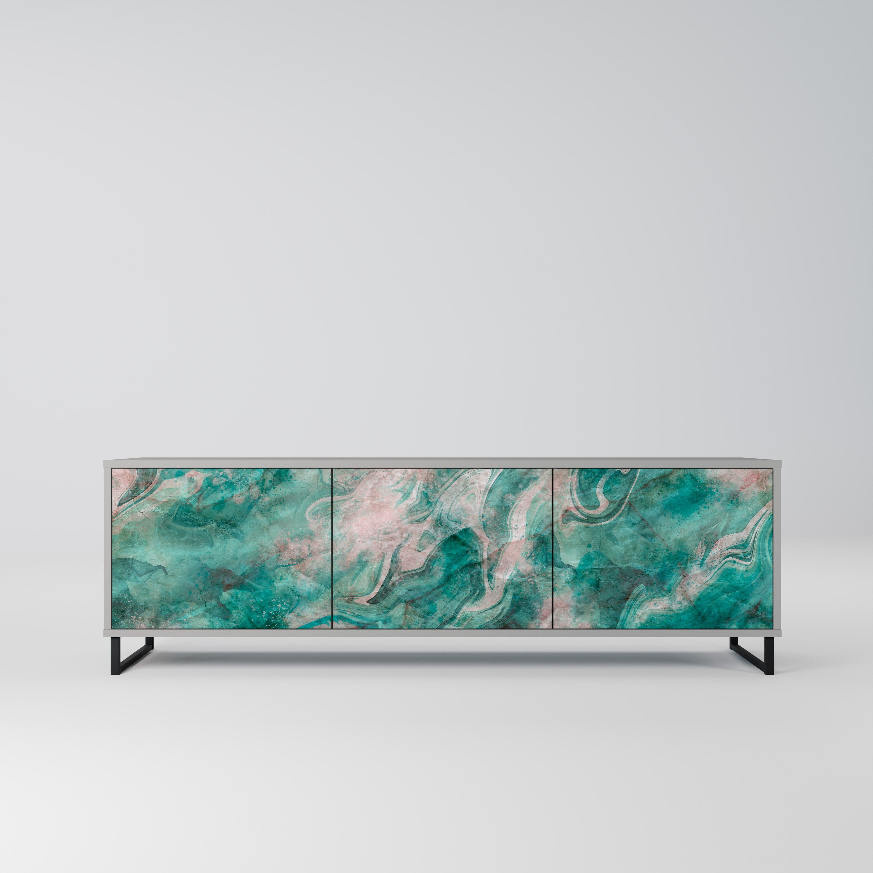 Mueble de TV de 3 puertas ABSTRACT ALCHEMY en acabado gris