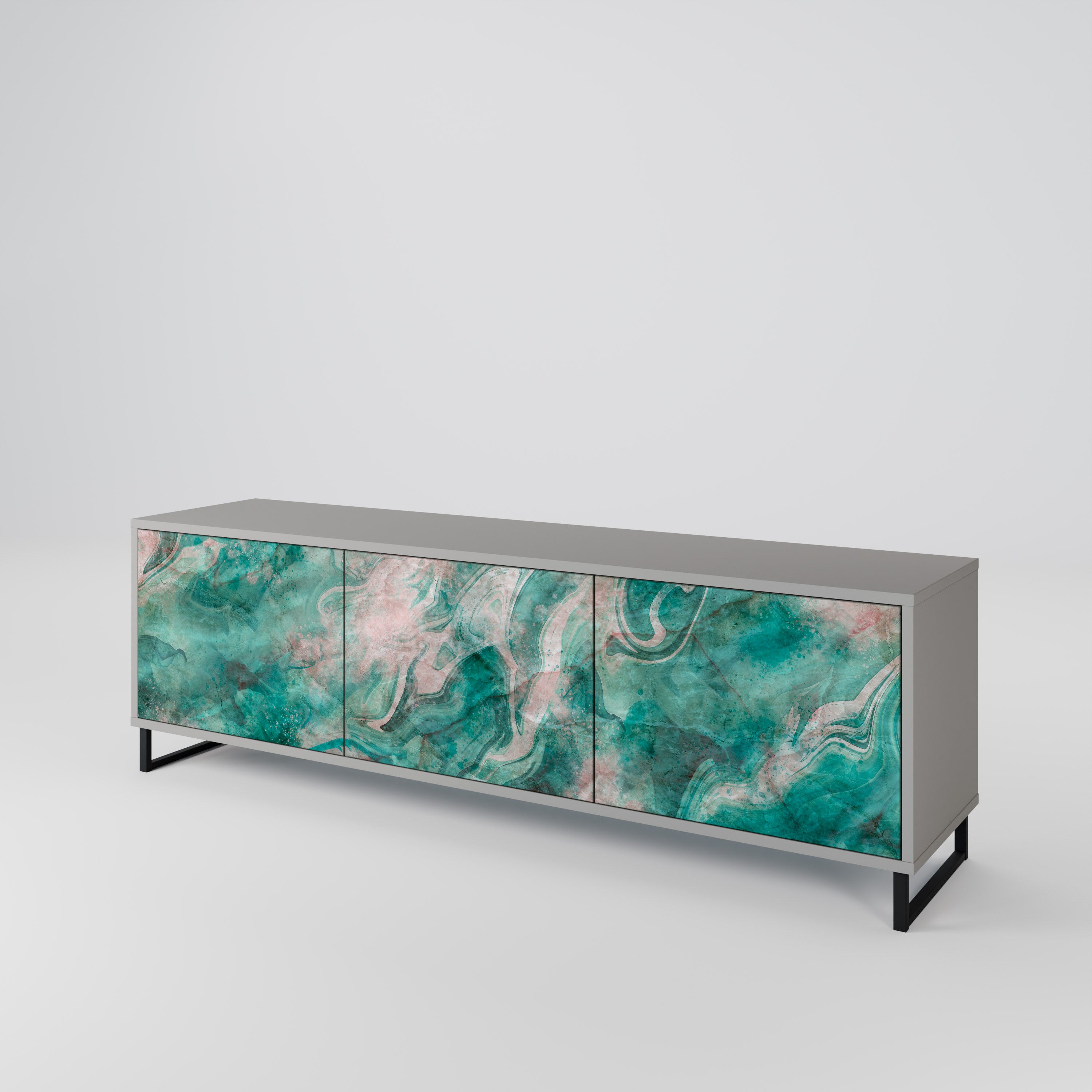 Mueble de TV de 3 puertas ABSTRACT ALCHEMY en acabado gris