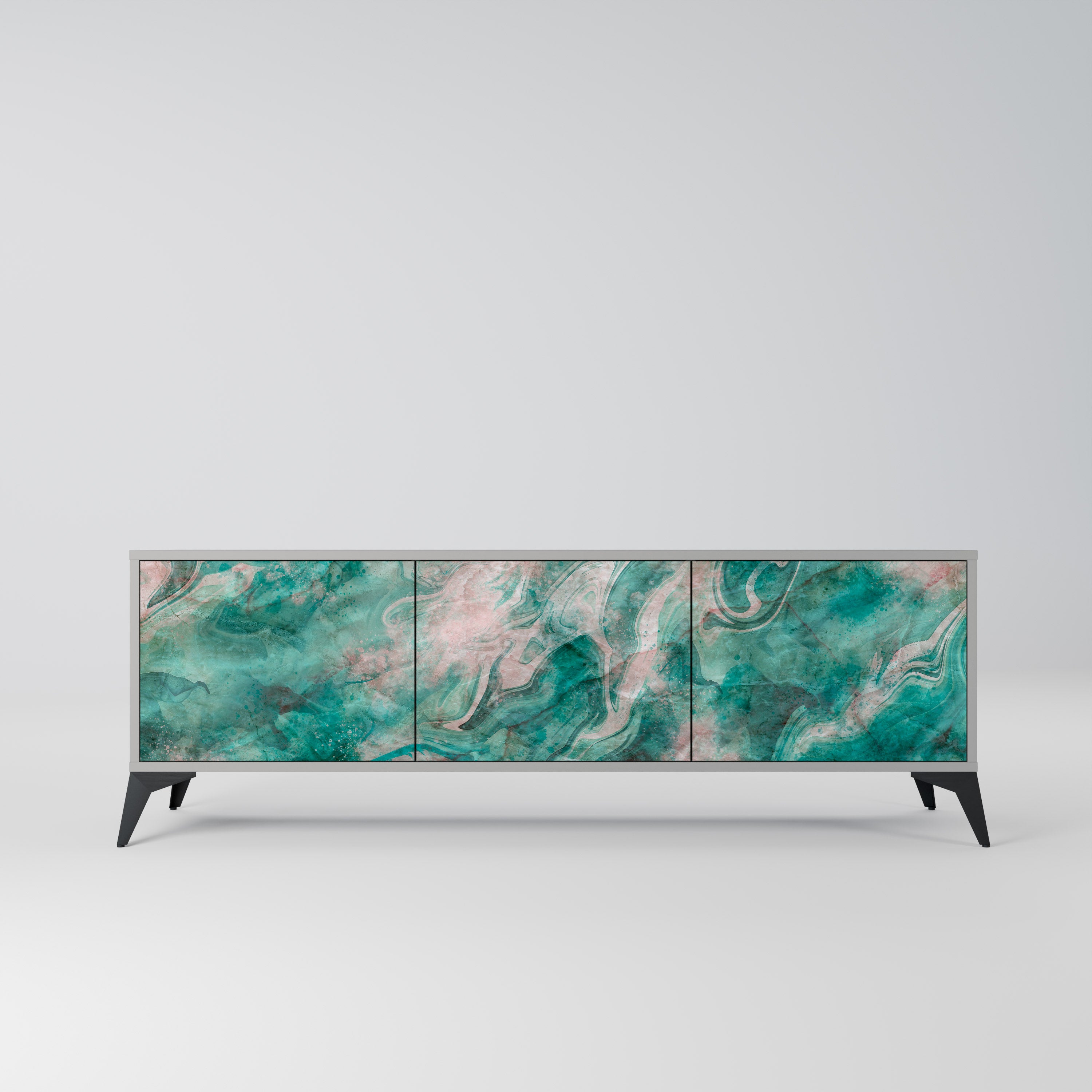 Mueble de TV de 3 puertas ABSTRACT ALCHEMY en acabado gris