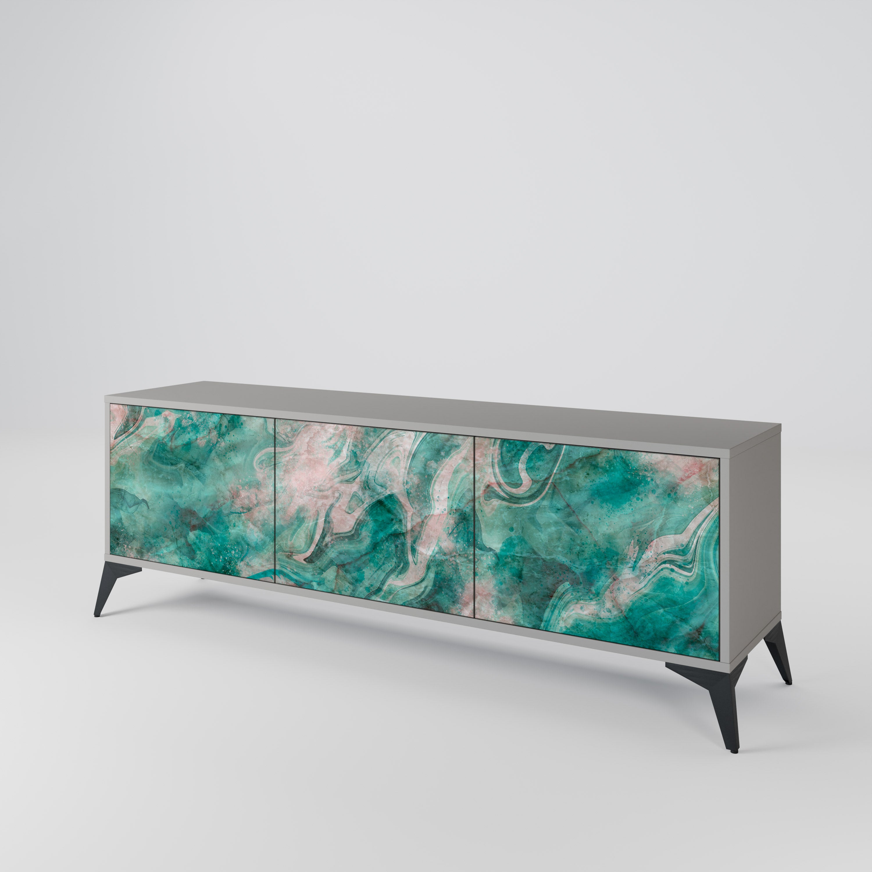 Mueble de TV de 3 puertas ABSTRACT ALCHEMY en acabado gris