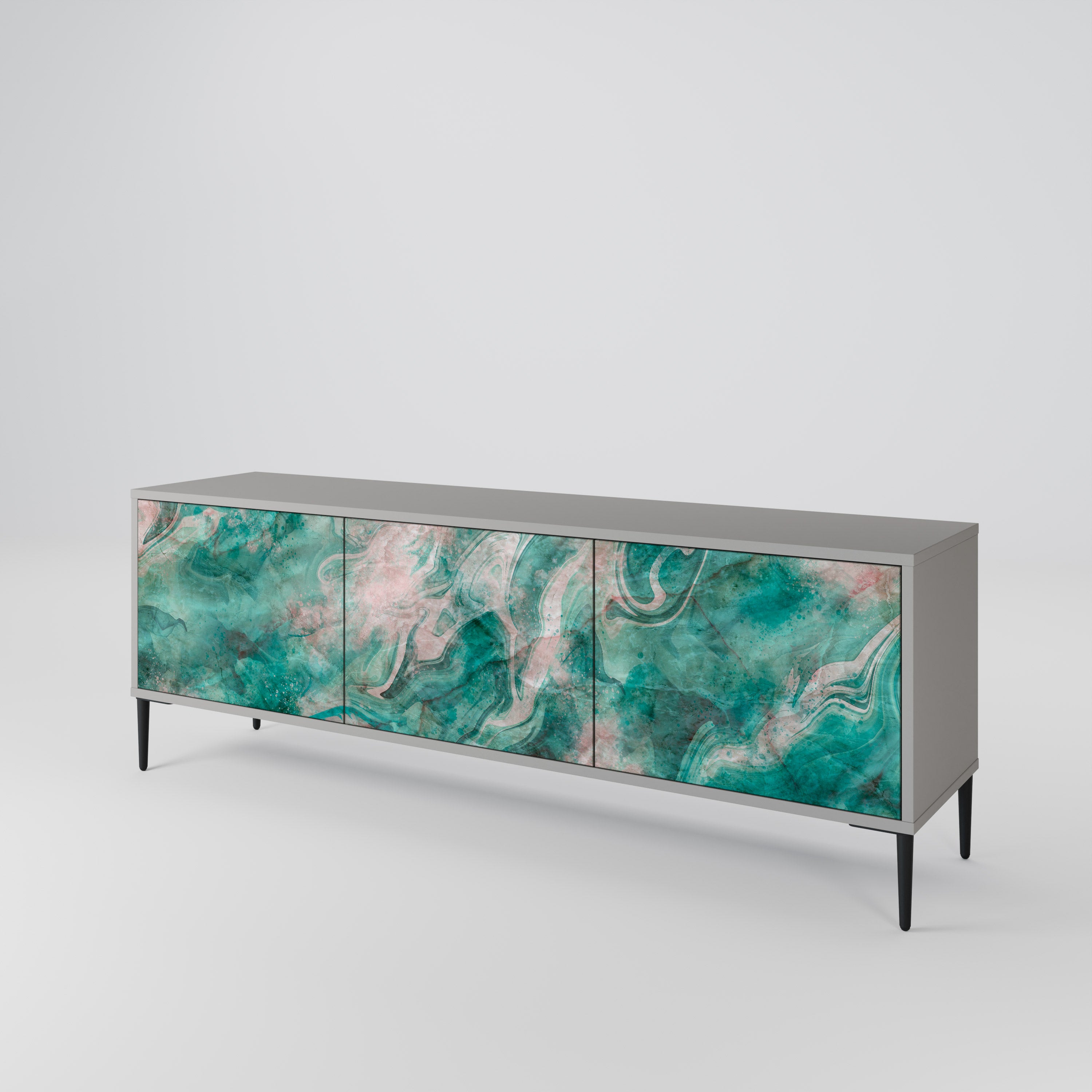 Mueble de TV de 3 puertas ABSTRACT ALCHEMY en acabado gris