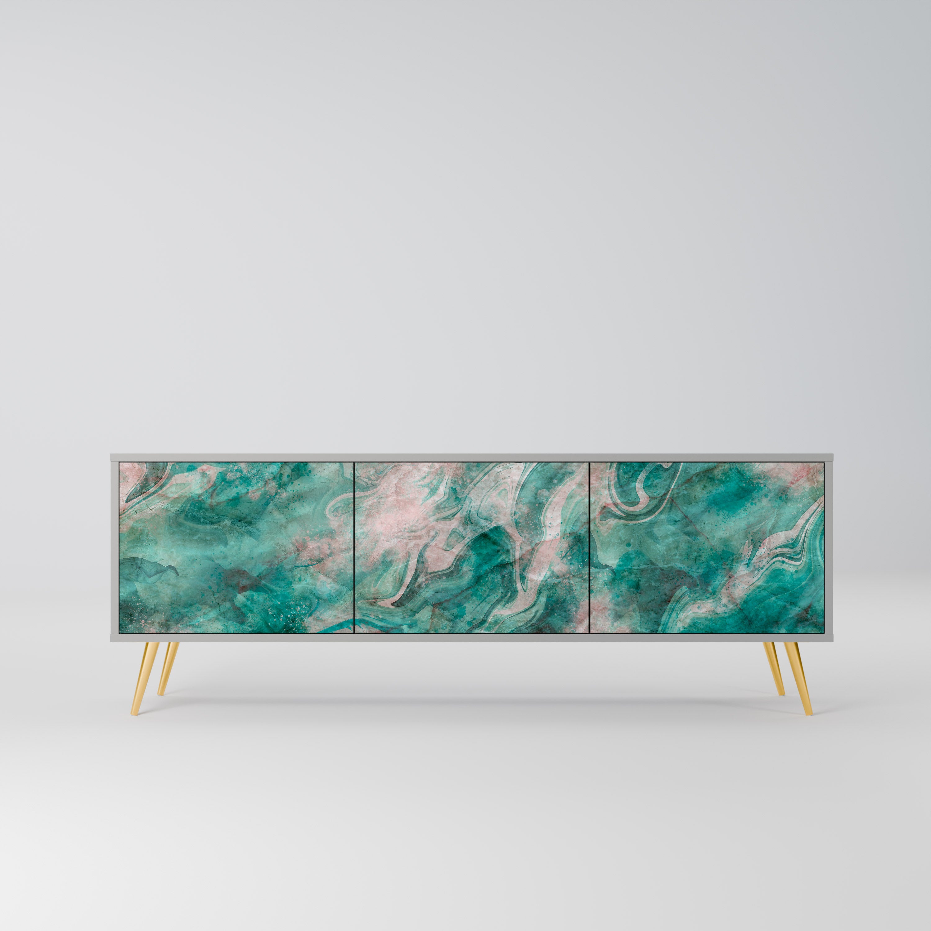 Mueble de TV de 3 puertas ABSTRACT ALCHEMY en acabado gris