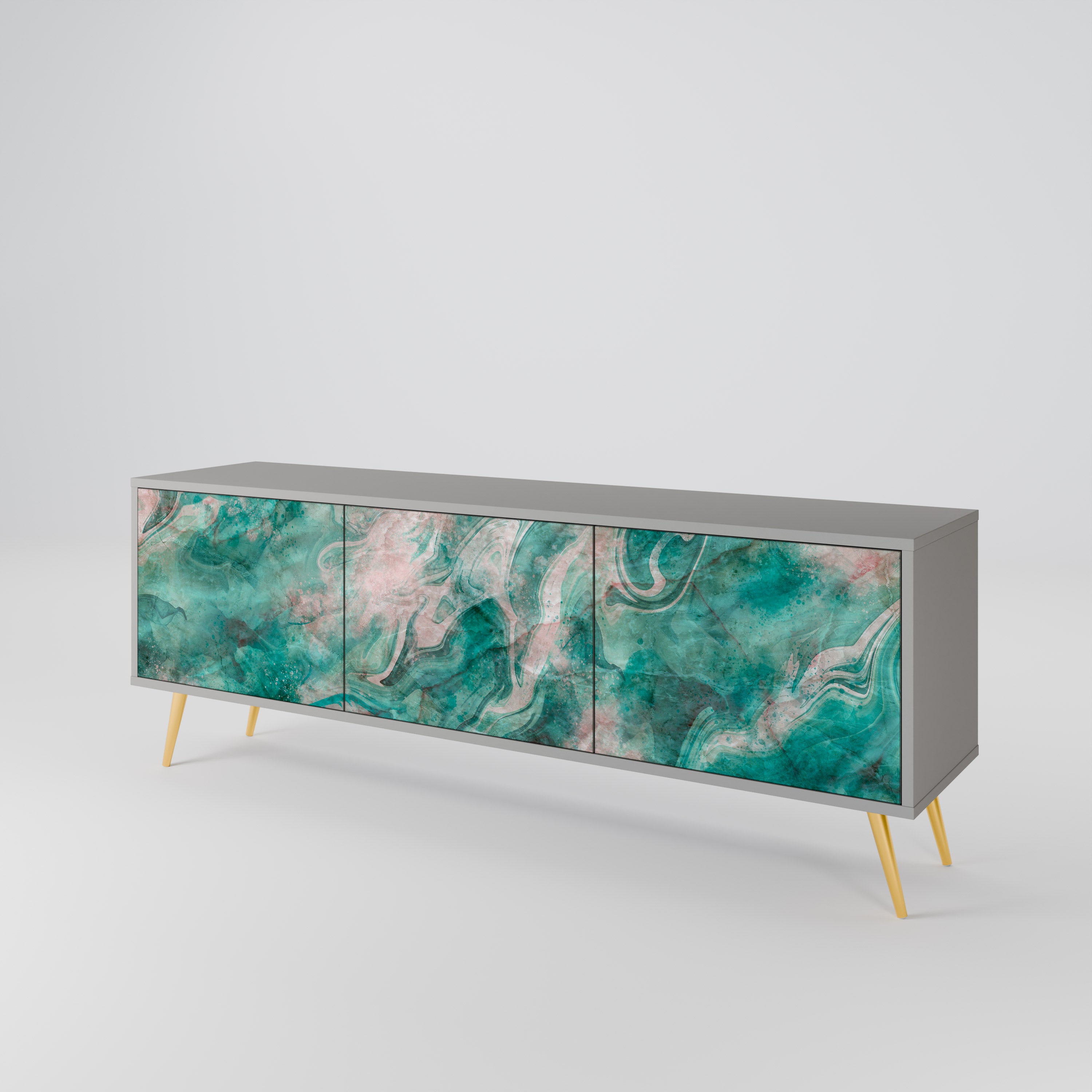 Mueble de TV de 3 puertas ABSTRACT ALCHEMY en acabado gris