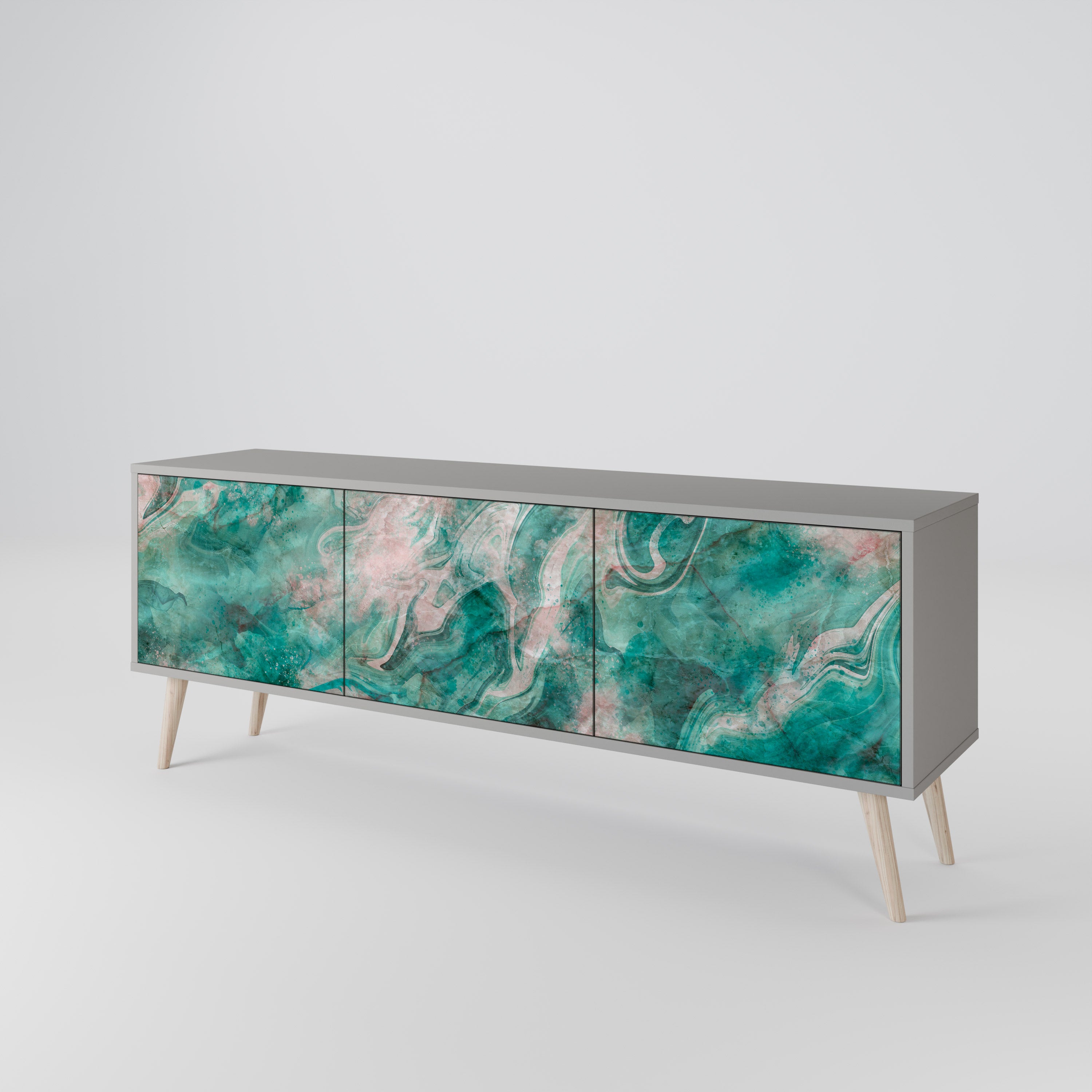 Mueble de TV de 3 puertas ABSTRACT ALCHEMY en acabado gris