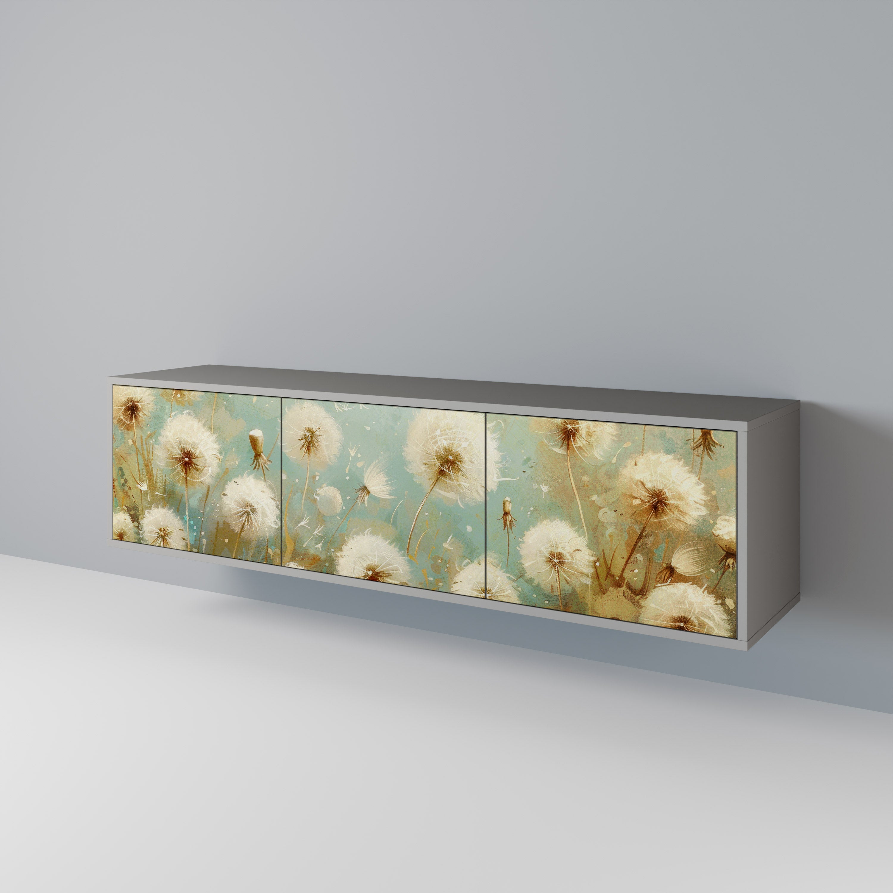Mueble de TV de 3 puertas DREAMY MEADOW en acabado gris
