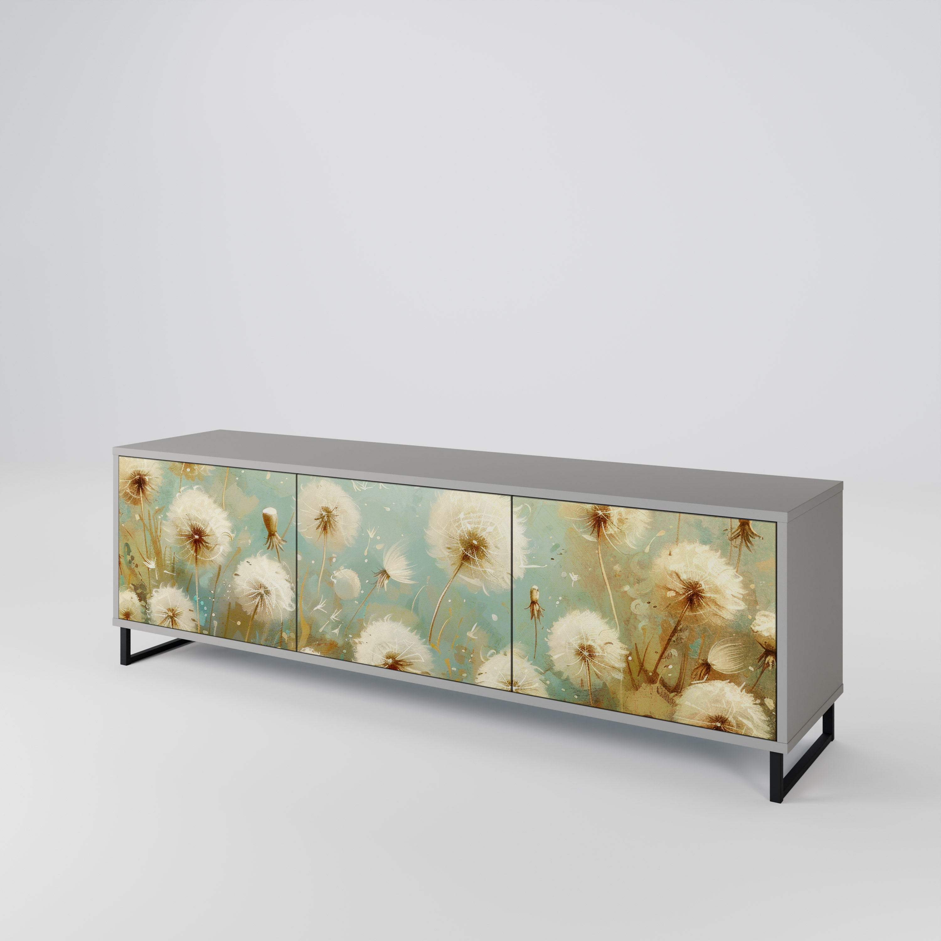 Mueble de TV de 3 puertas DREAMY MEADOW en acabado gris