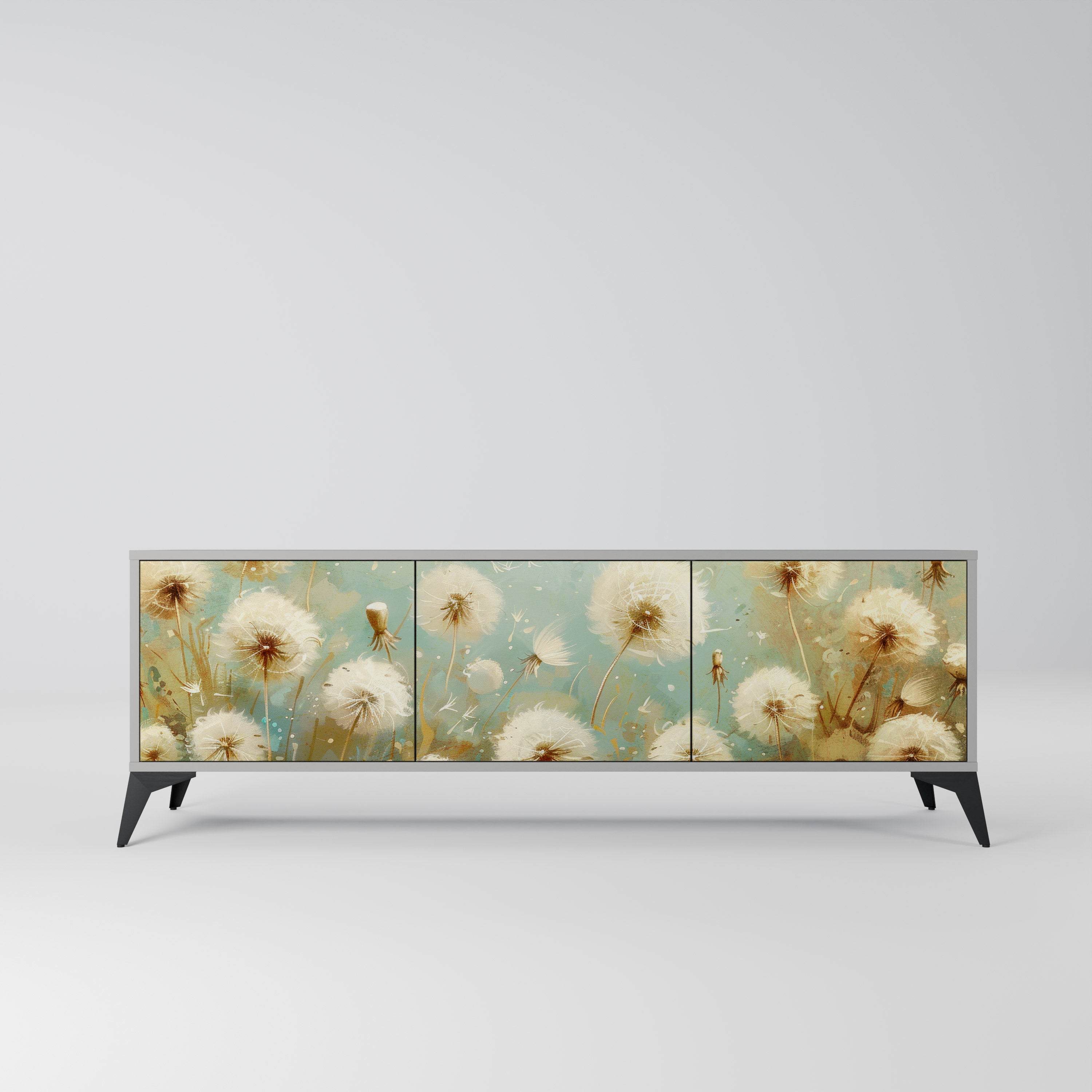 Mueble de TV de 3 puertas DREAMY MEADOW en acabado gris
