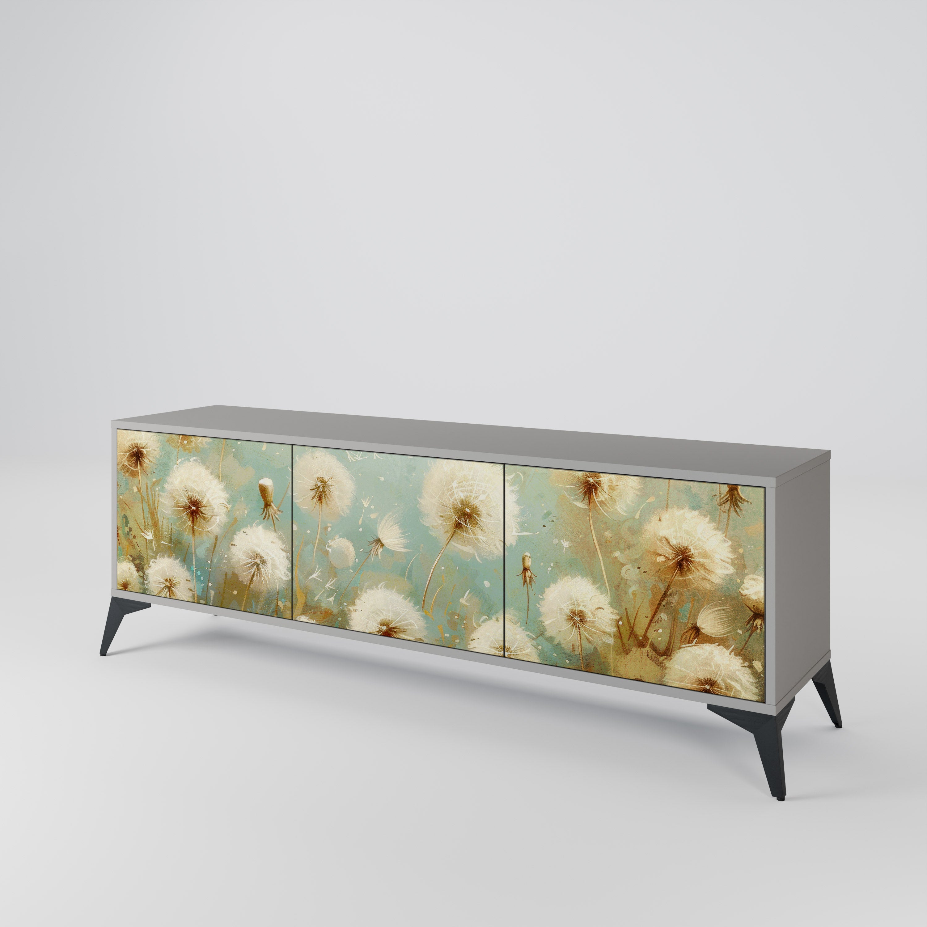Mueble de TV de 3 puertas DREAMY MEADOW en acabado gris
