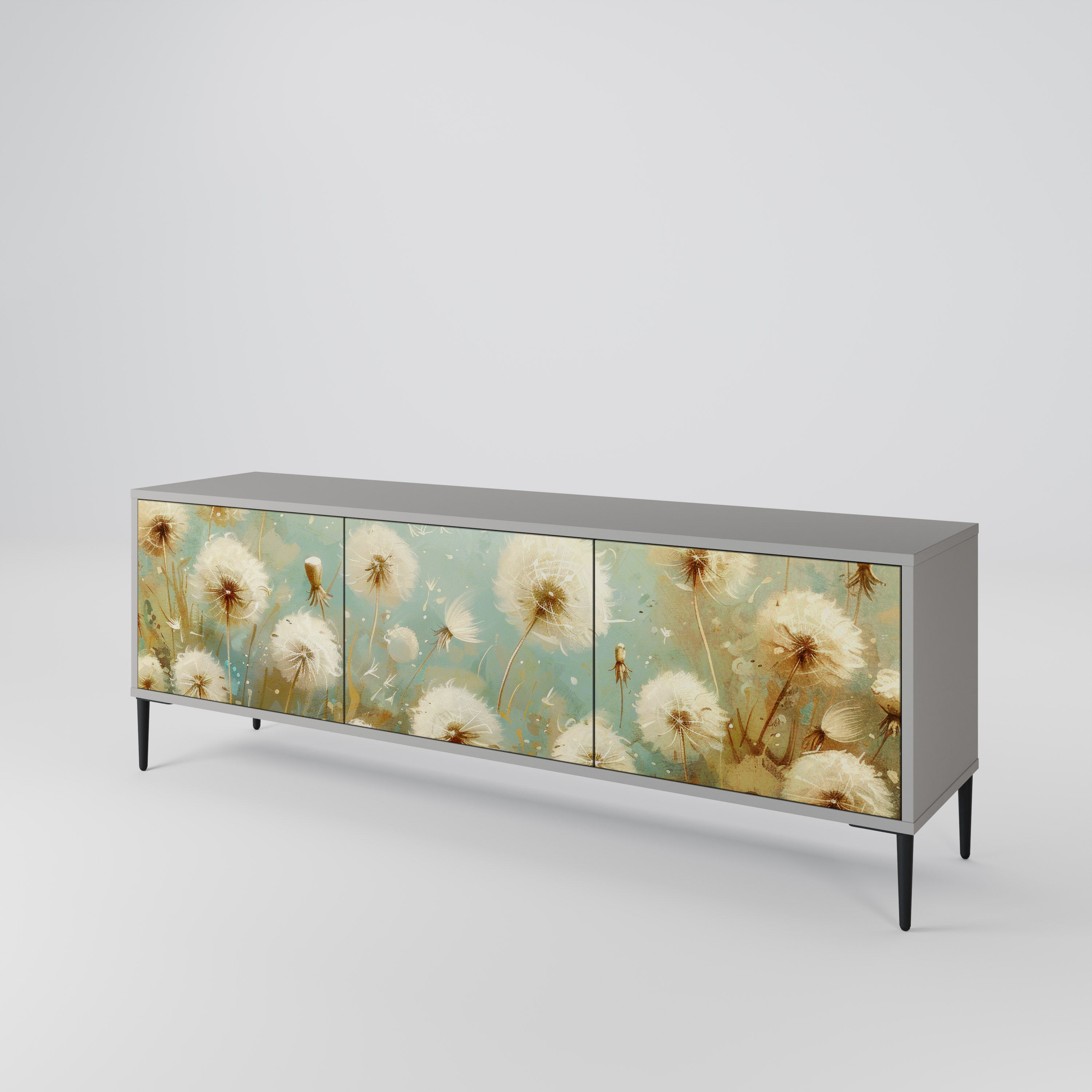 Mueble de TV de 3 puertas DREAMY MEADOW en acabado gris