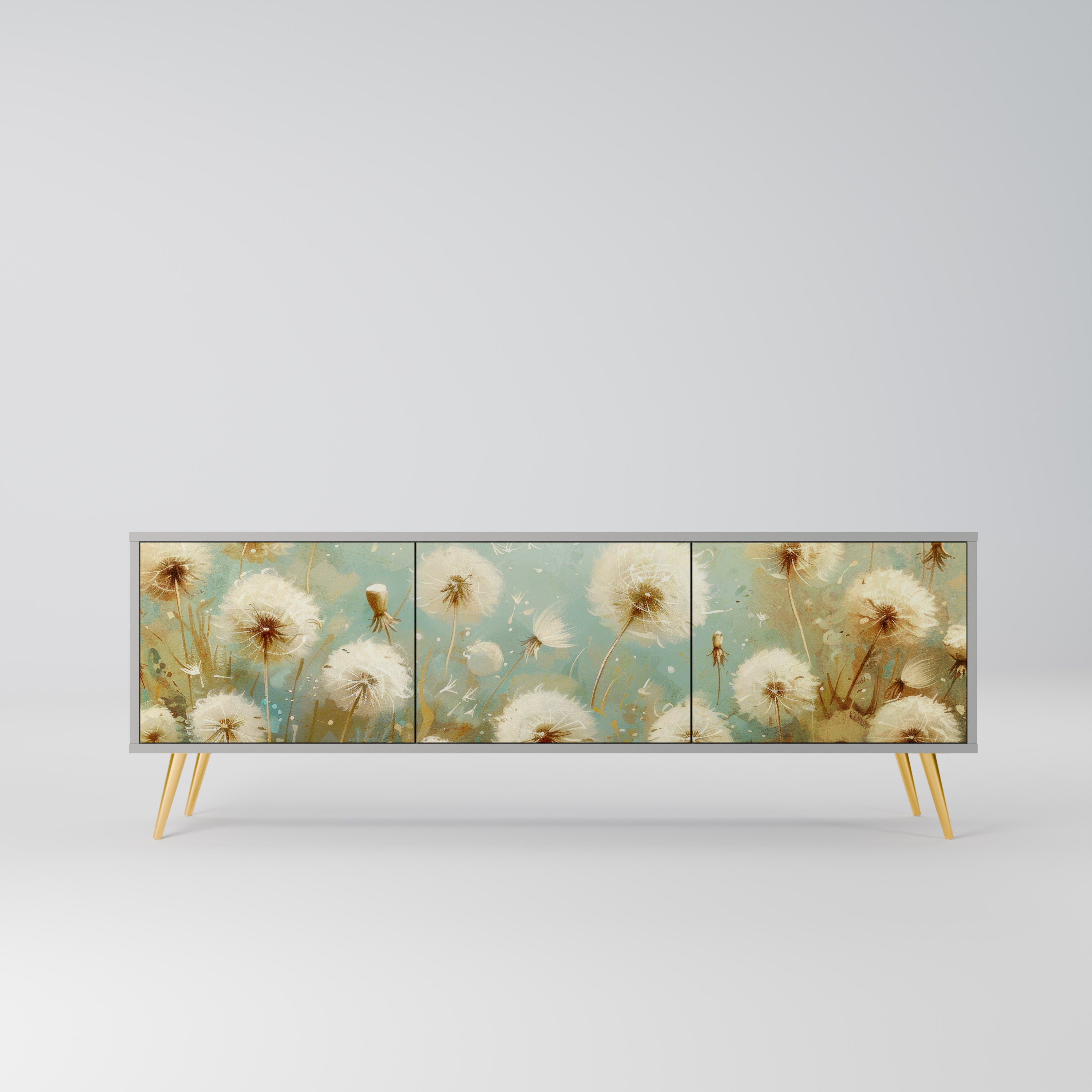 Mueble de TV de 3 puertas DREAMY MEADOW en acabado gris