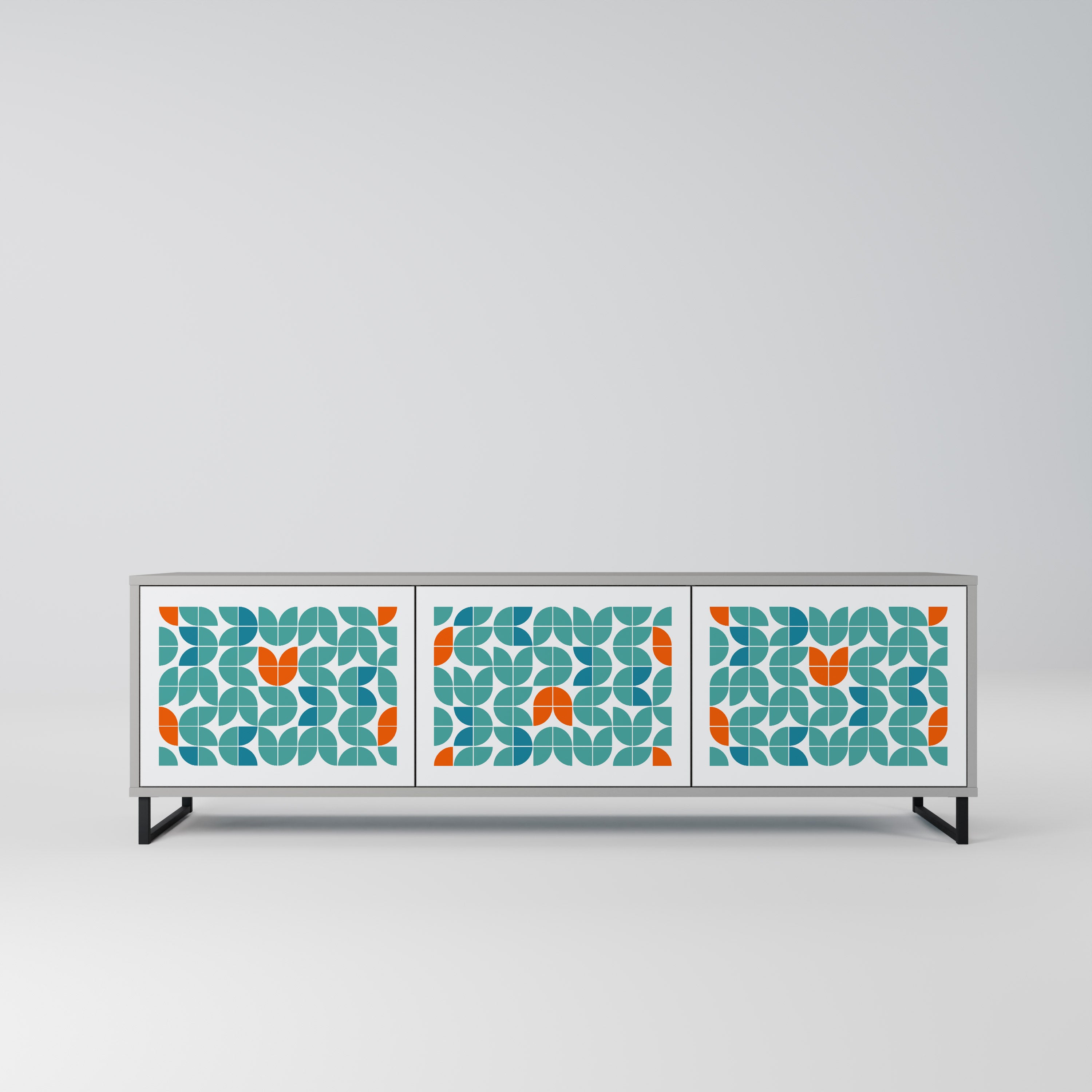 Mueble de TV de 3 puertas BE THE CHANGE en acabado gris