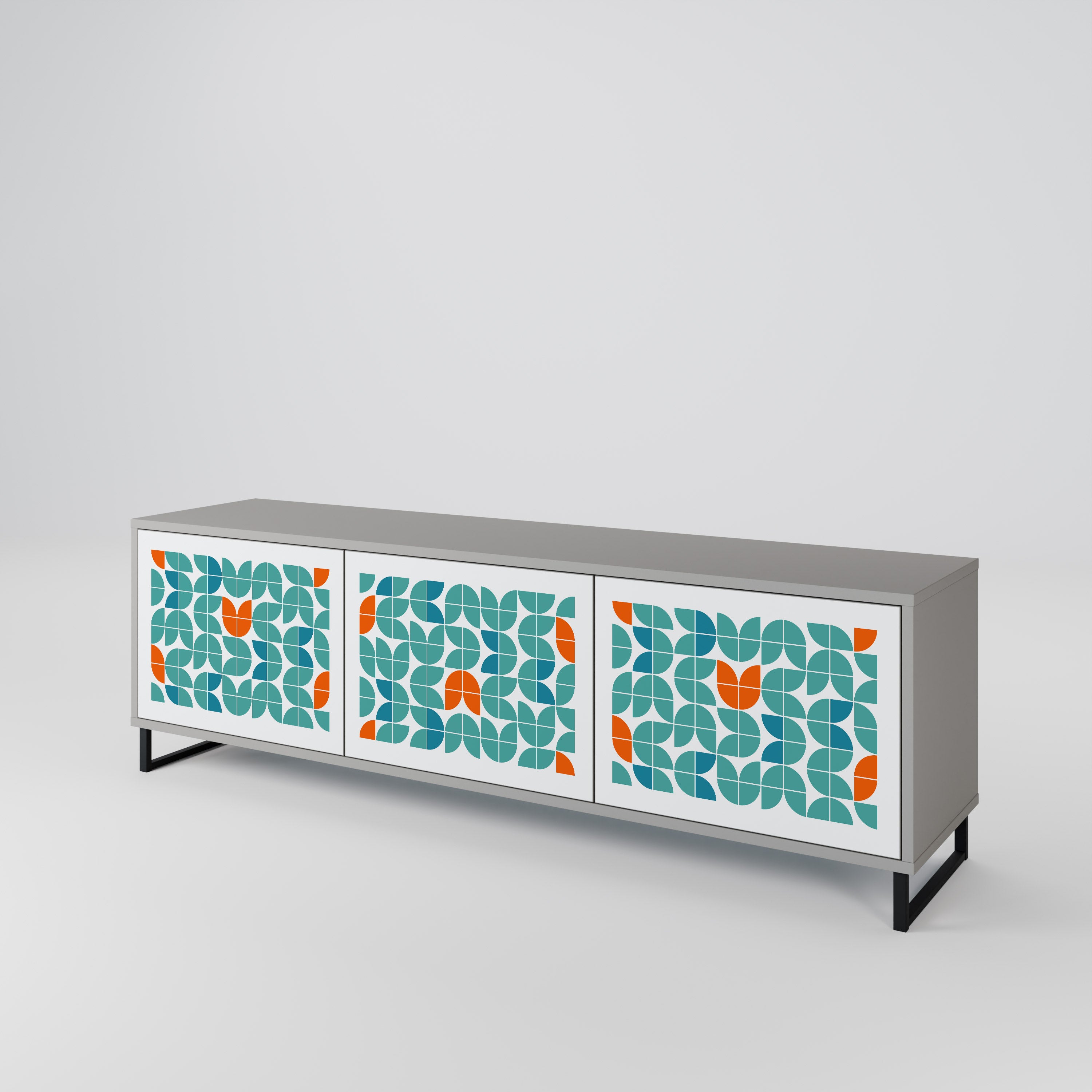 Mueble de TV de 3 puertas BE THE CHANGE en acabado gris