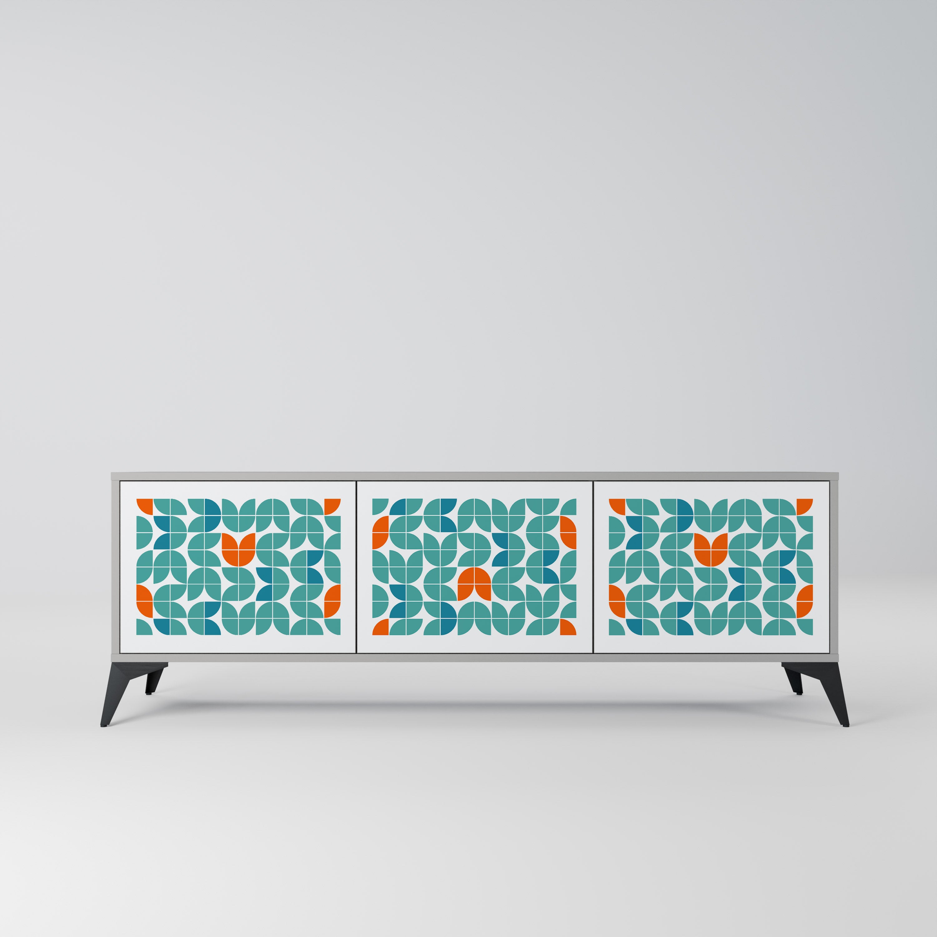 Mueble de TV de 3 puertas BE THE CHANGE en acabado gris