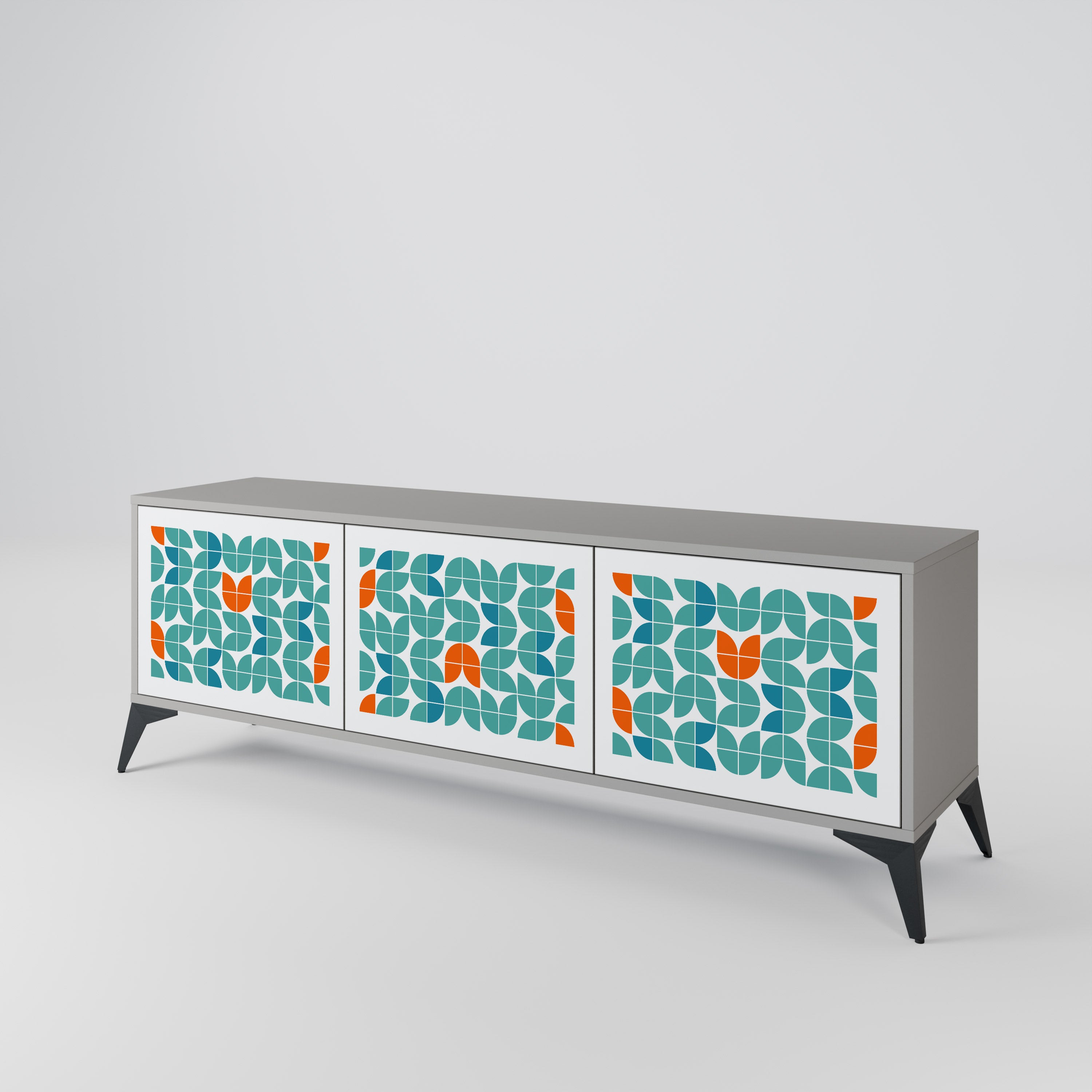 Mueble de TV de 3 puertas BE THE CHANGE en acabado gris
