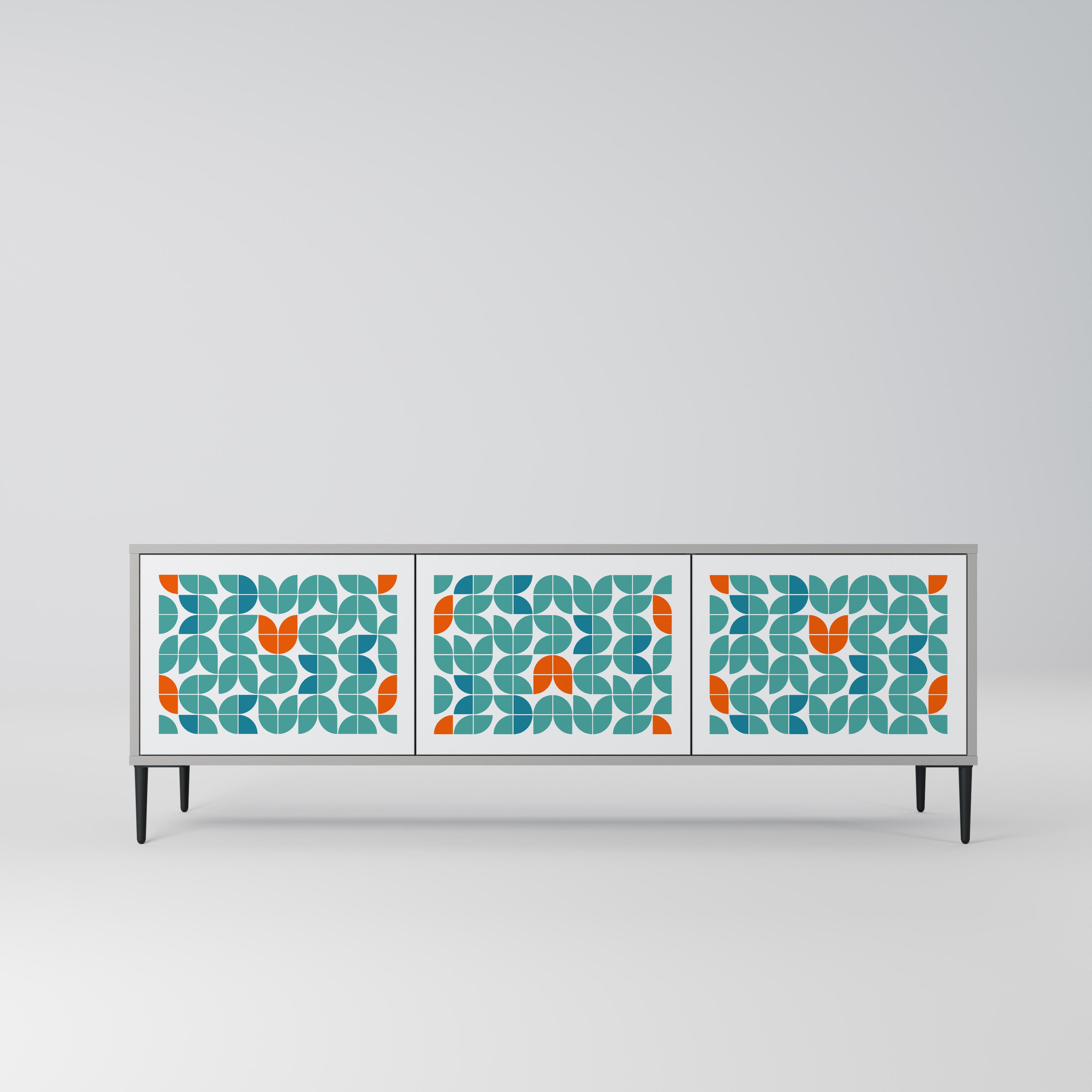 Mueble de TV de 3 puertas BE THE CHANGE en acabado gris