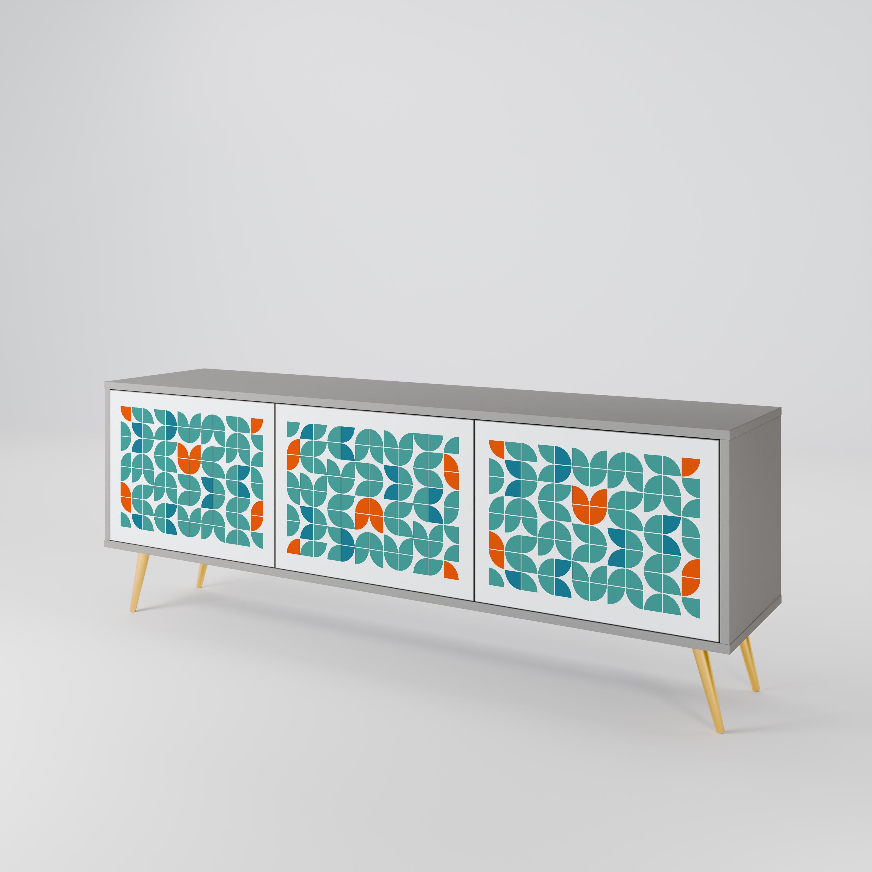 Mueble de TV de 3 puertas BE THE CHANGE en acabado gris