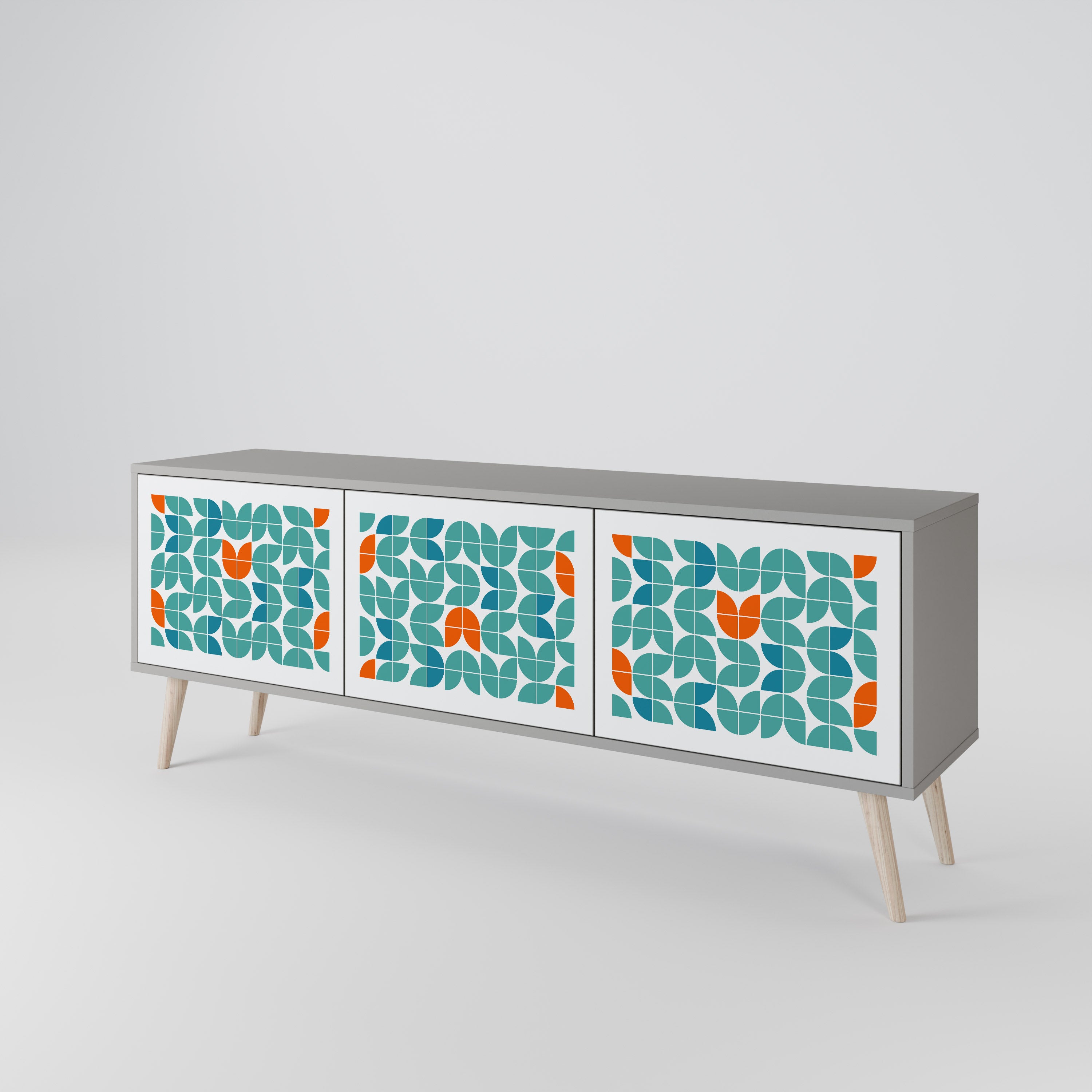 Mueble de TV de 3 puertas BE THE CHANGE en acabado gris