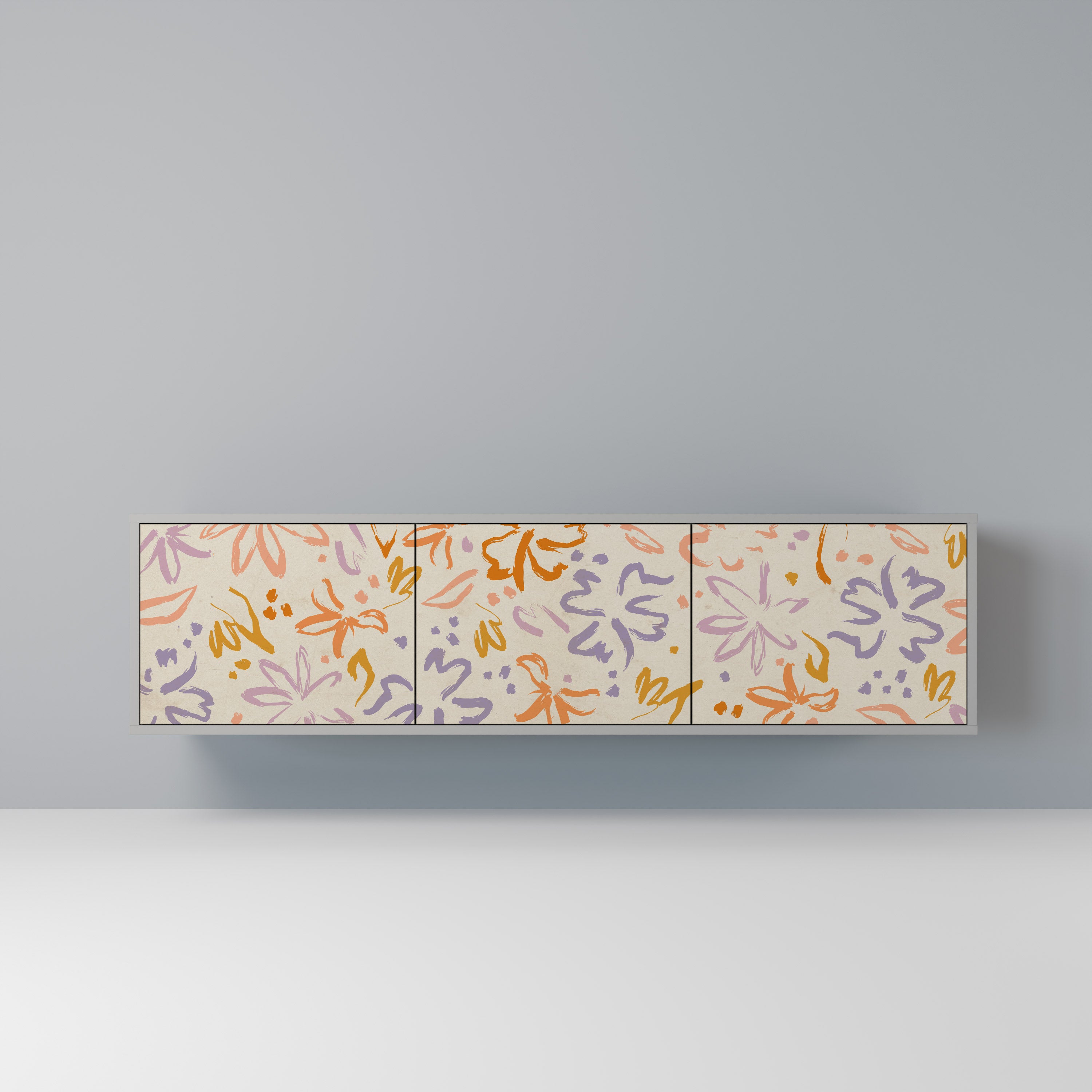 Mueble de TV de 3 puertas SPRING WHIMSY en acabado gris