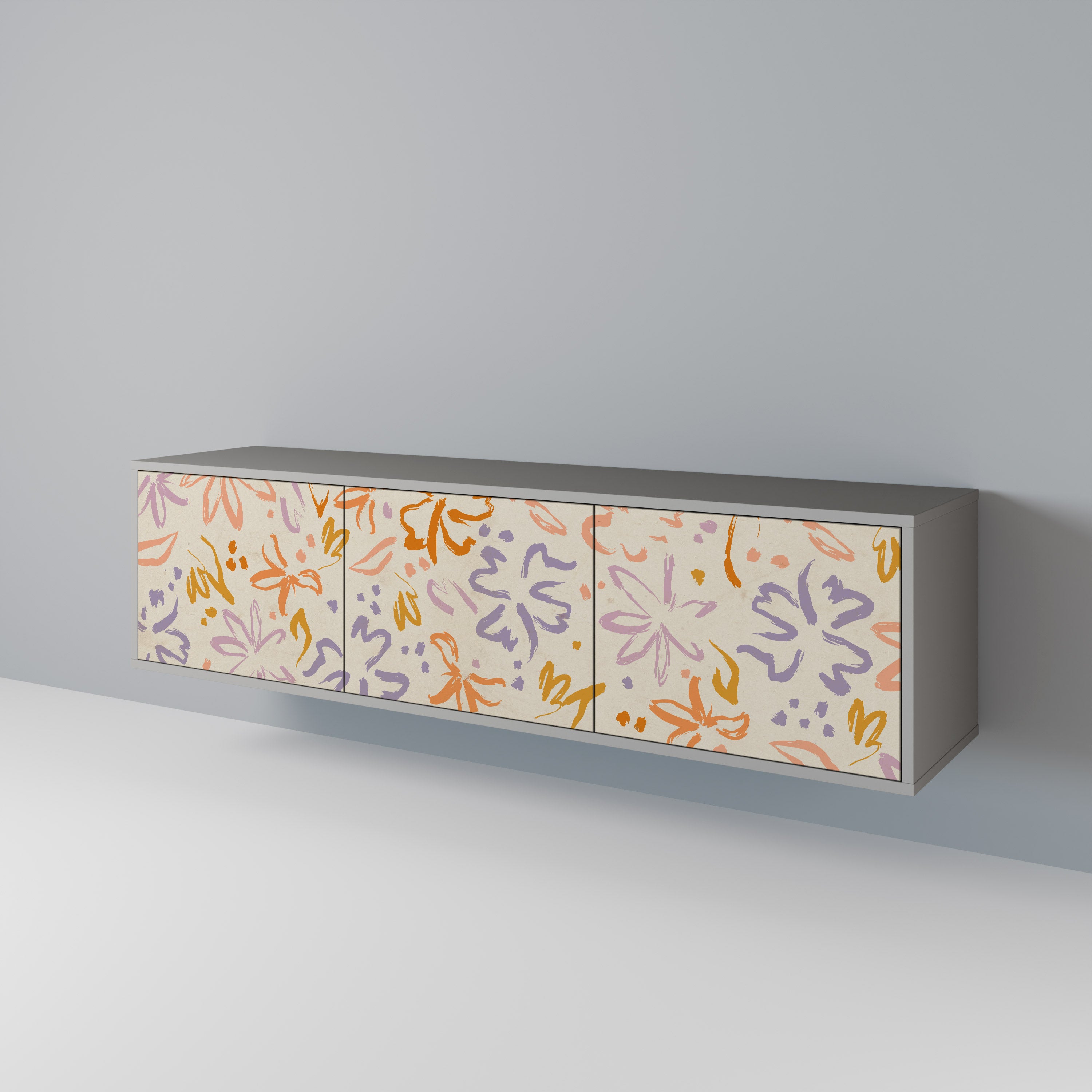 Mueble de TV de 3 puertas SPRING WHIMSY en acabado gris