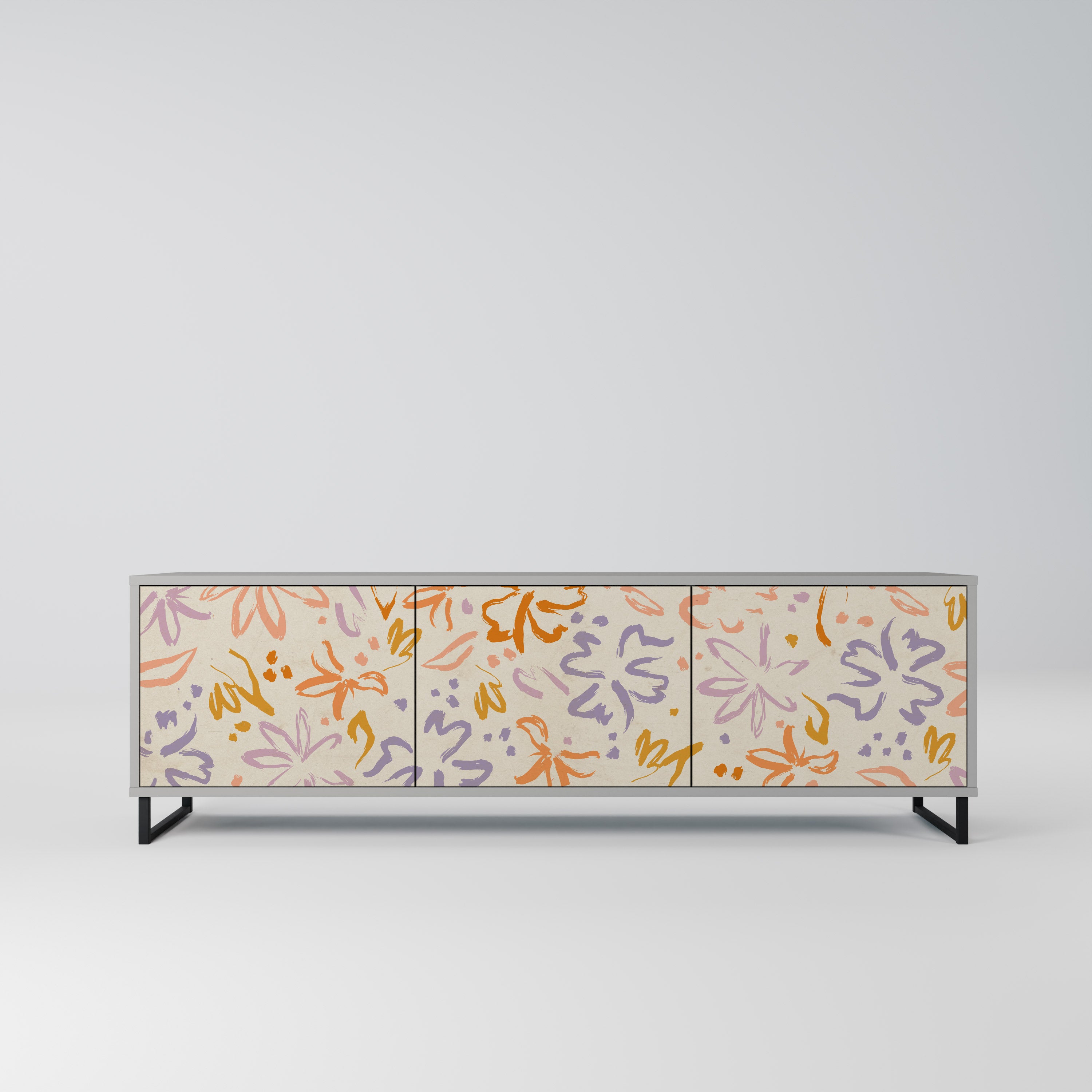 Mueble de TV de 3 puertas SPRING WHIMSY en acabado gris