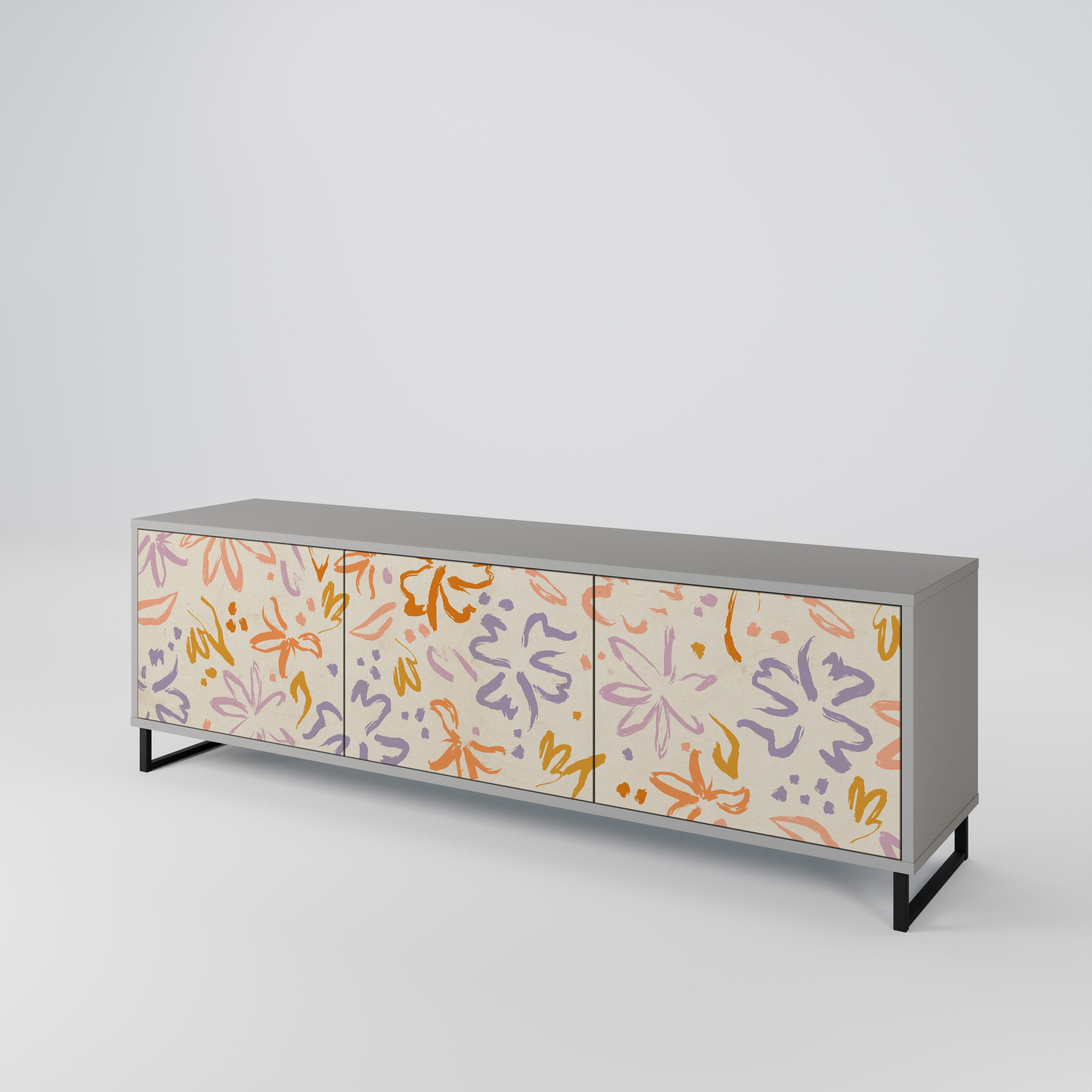 Mueble de TV de 3 puertas SPRING WHIMSY en acabado gris