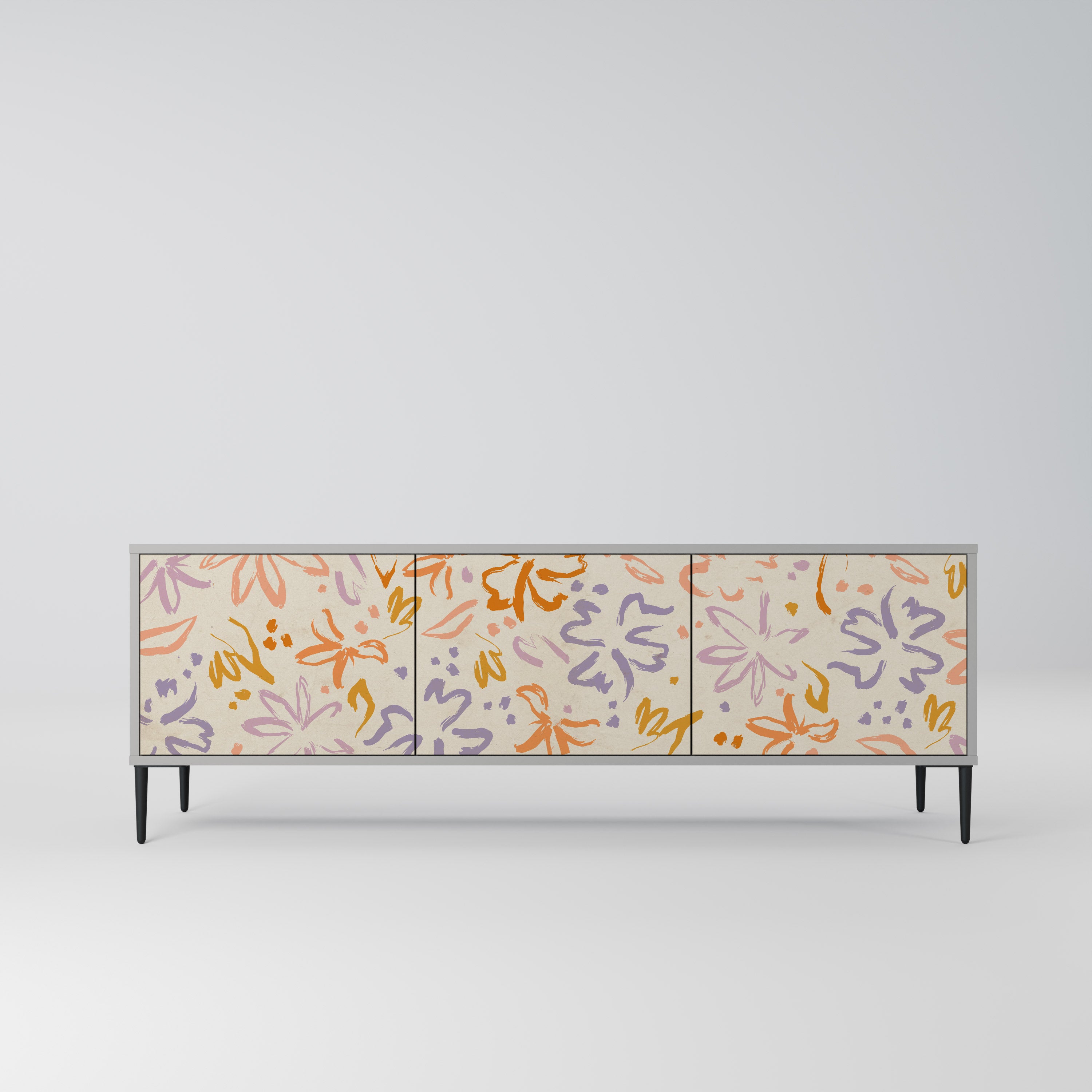 Mueble de TV de 3 puertas SPRING WHIMSY en acabado gris