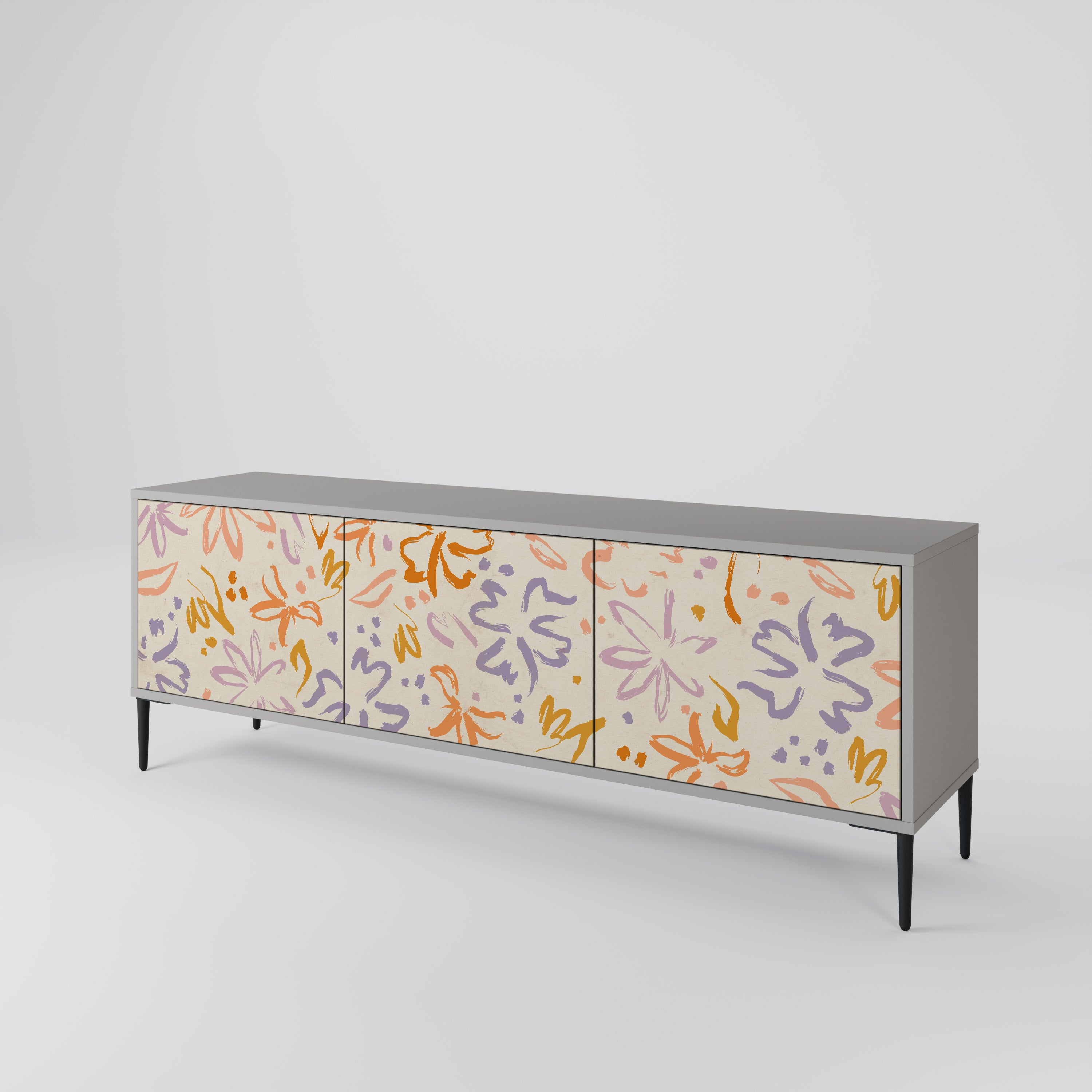 Mueble de TV de 3 puertas SPRING WHIMSY en acabado gris