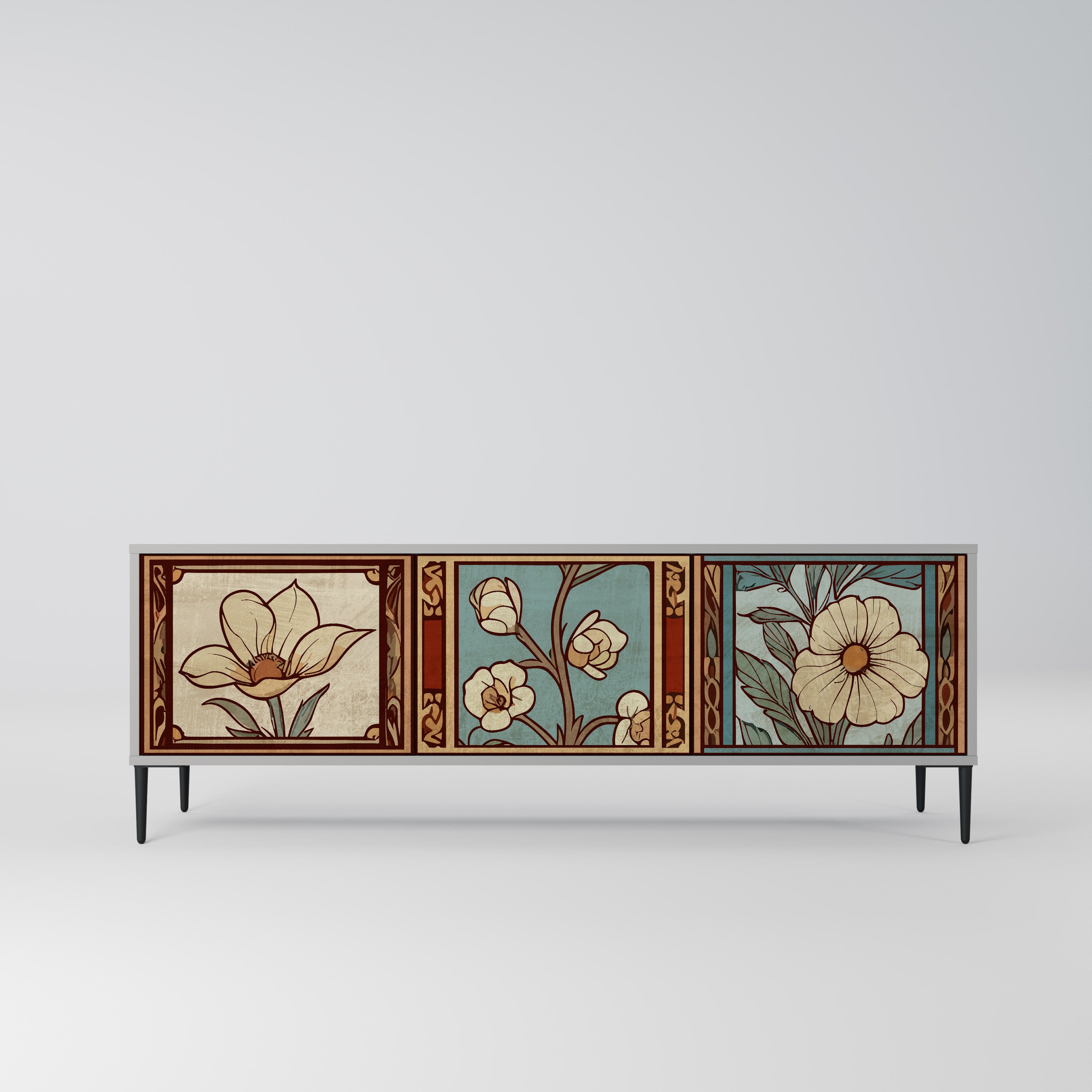 Mueble de TV TIMELESS FLORA de 3 puertas en acabado gris