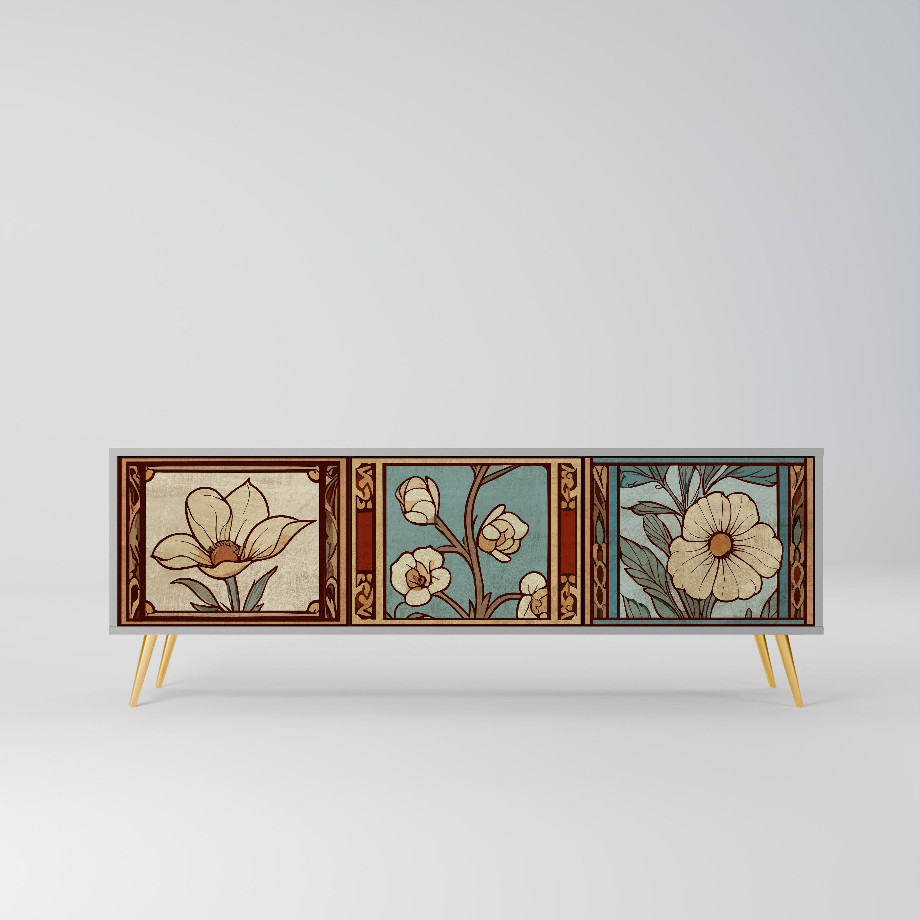 Mueble de TV TIMELESS FLORA de 3 puertas en acabado gris