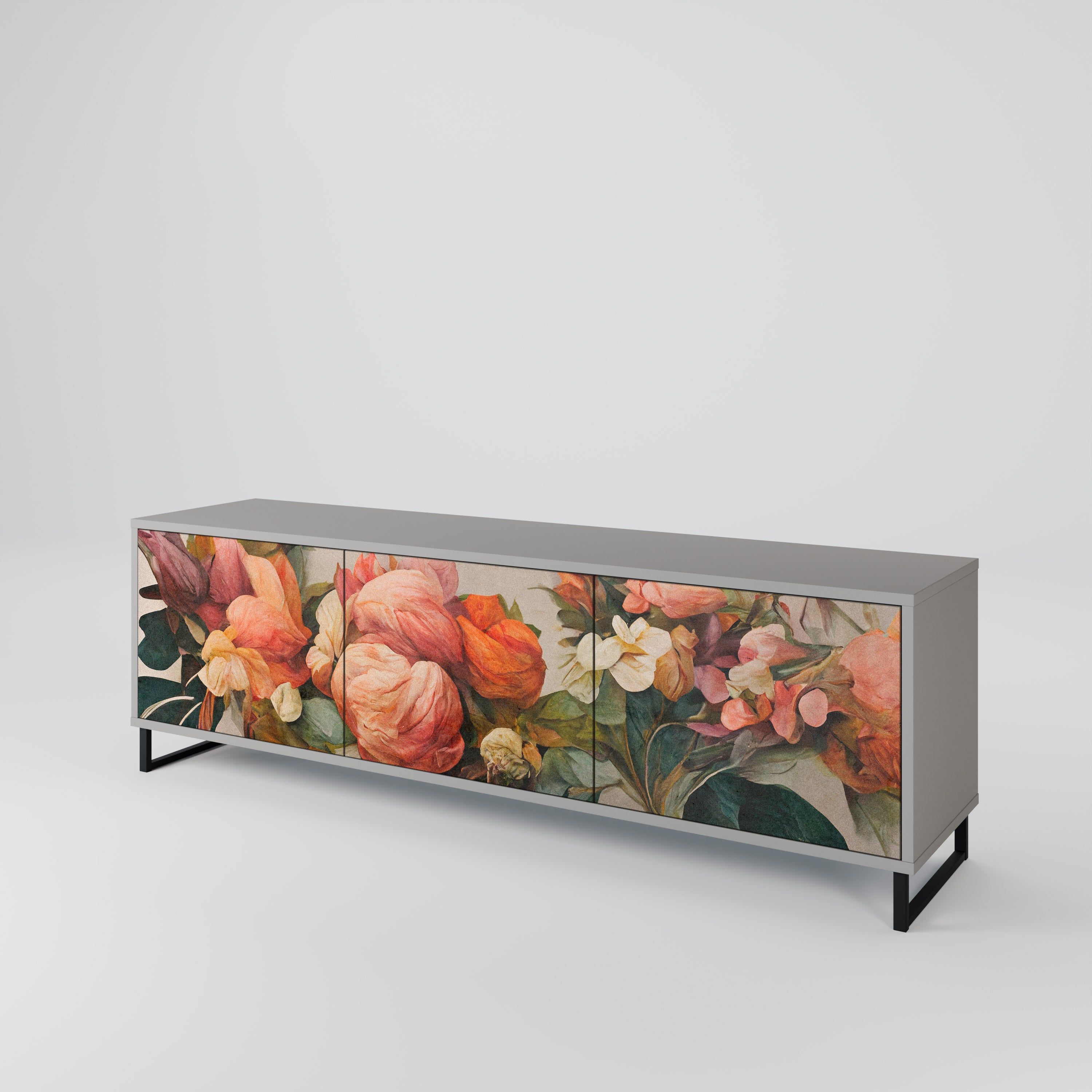Mueble de TV de 3 puertas STYLISH BEAUTY en acabado gris