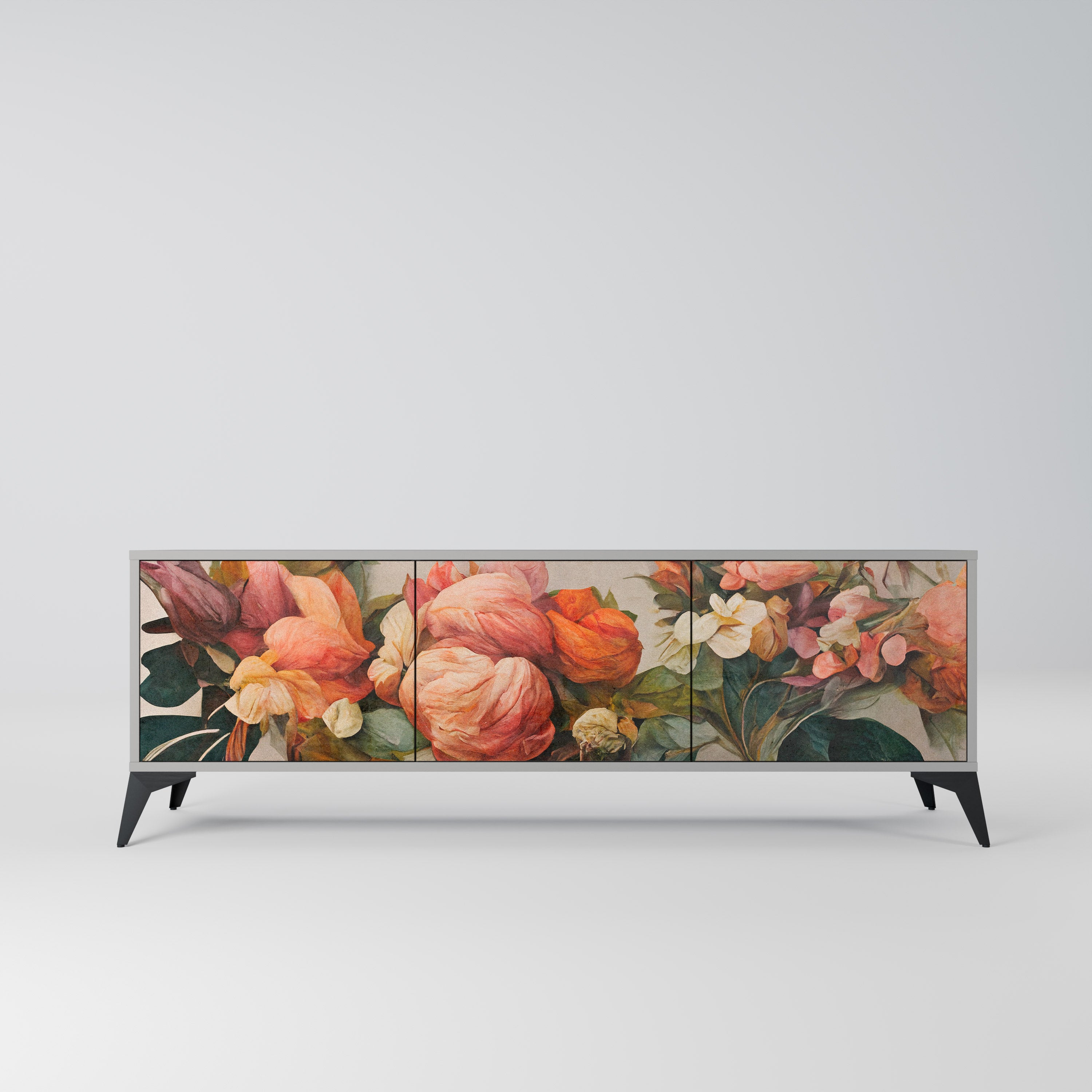 Mueble de TV de 3 puertas STYLISH BEAUTY en acabado gris