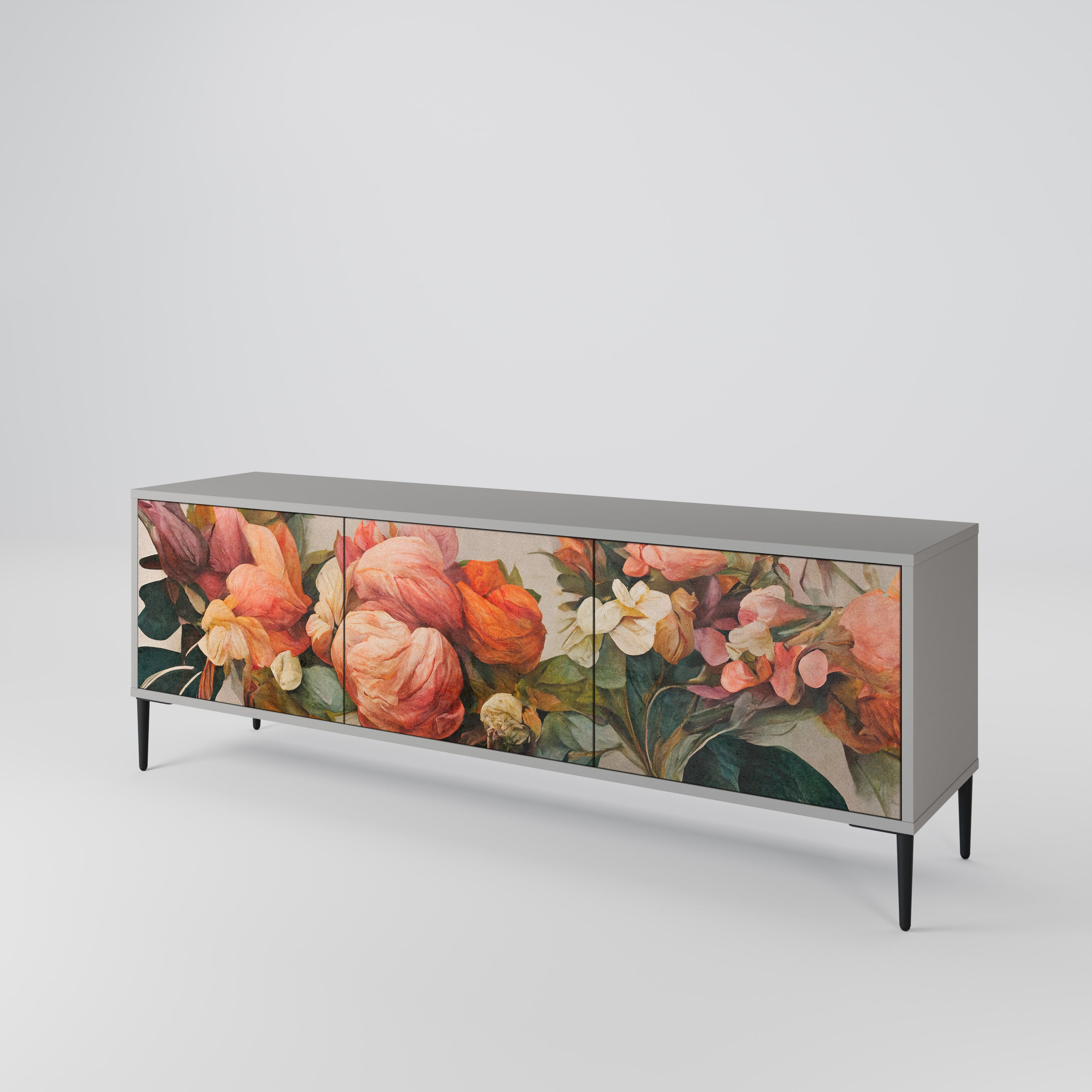 Mueble de TV de 3 puertas STYLISH BEAUTY en acabado gris