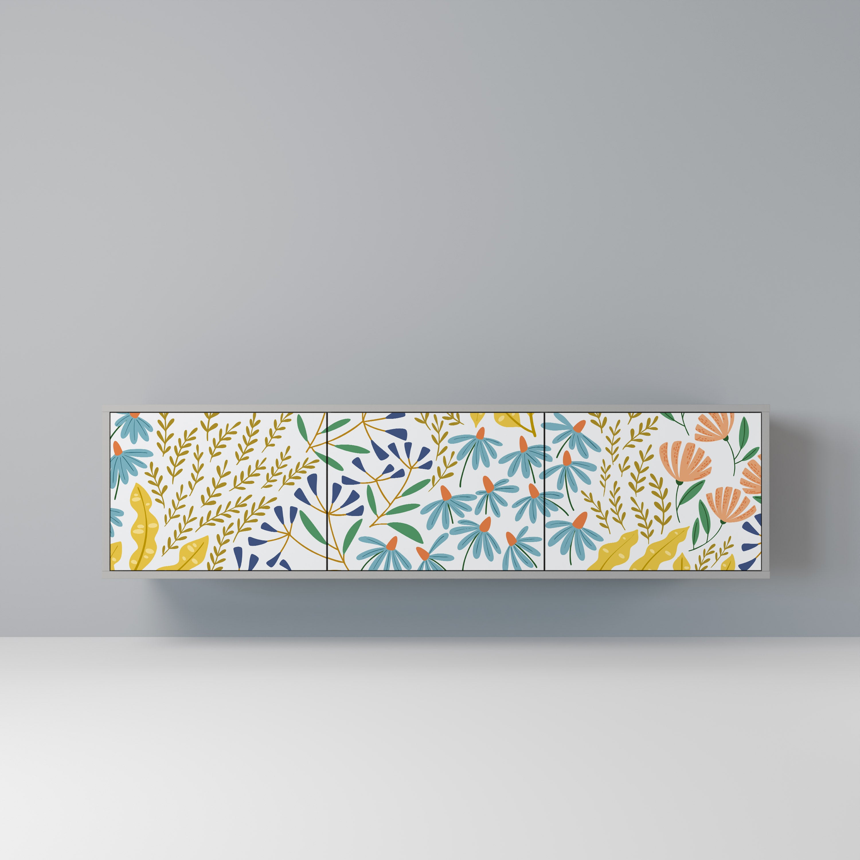 Mueble de TV de 3 puertas HELLO SPRING en acabado gris