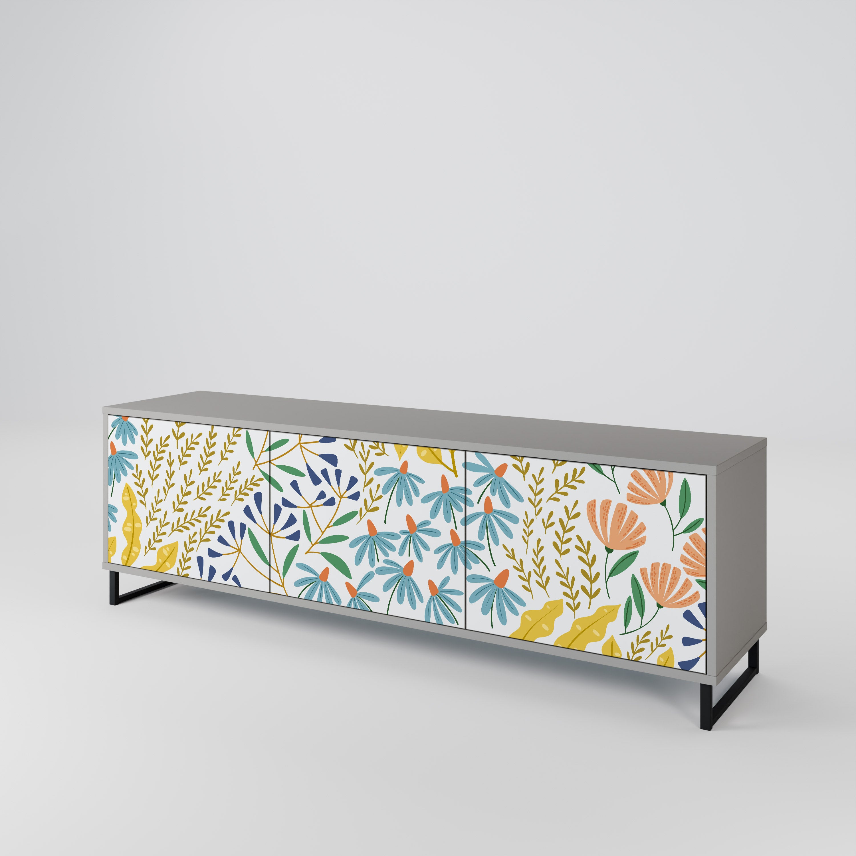 Mueble de TV de 3 puertas HELLO SPRING en acabado gris