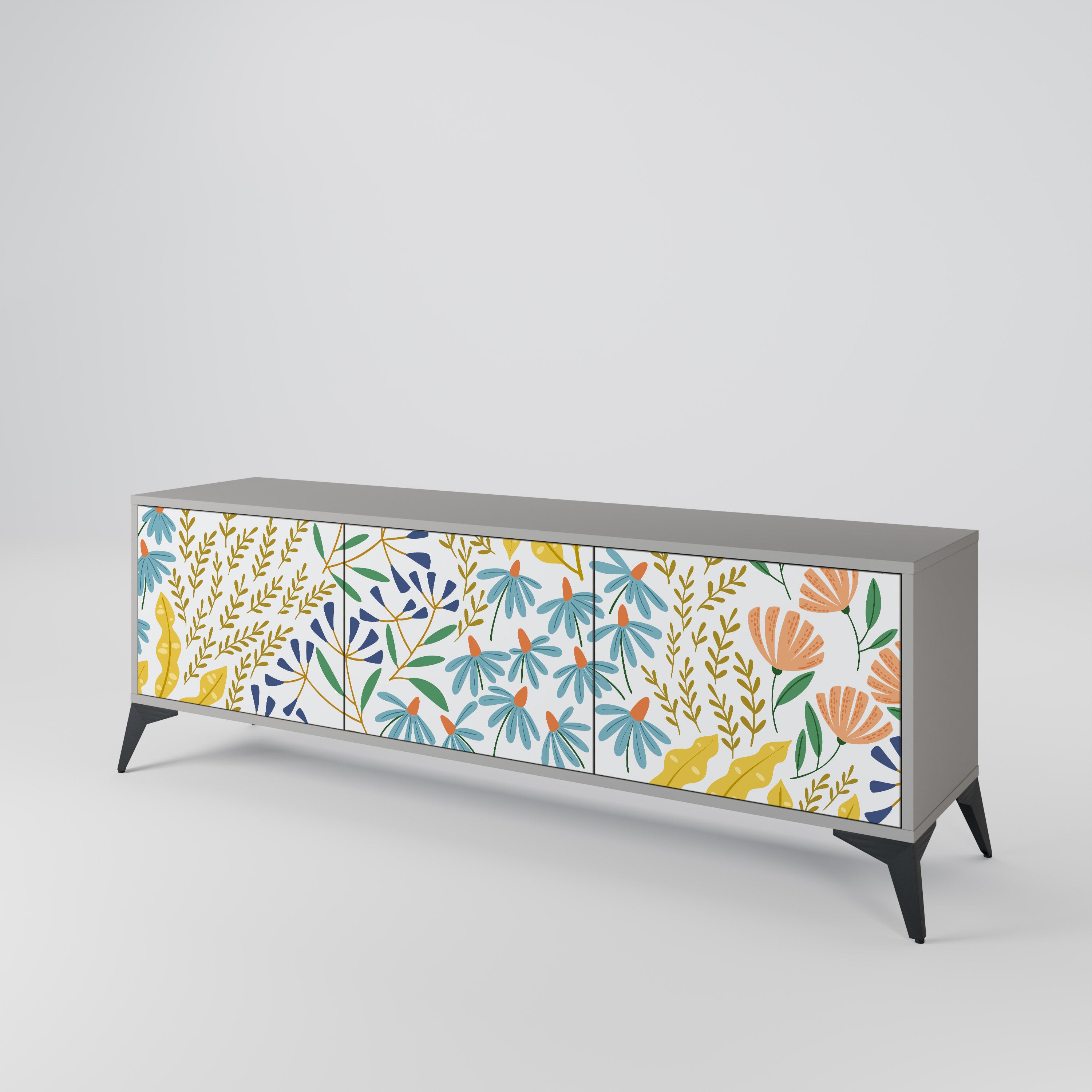 Mueble de TV de 3 puertas HELLO SPRING en acabado gris