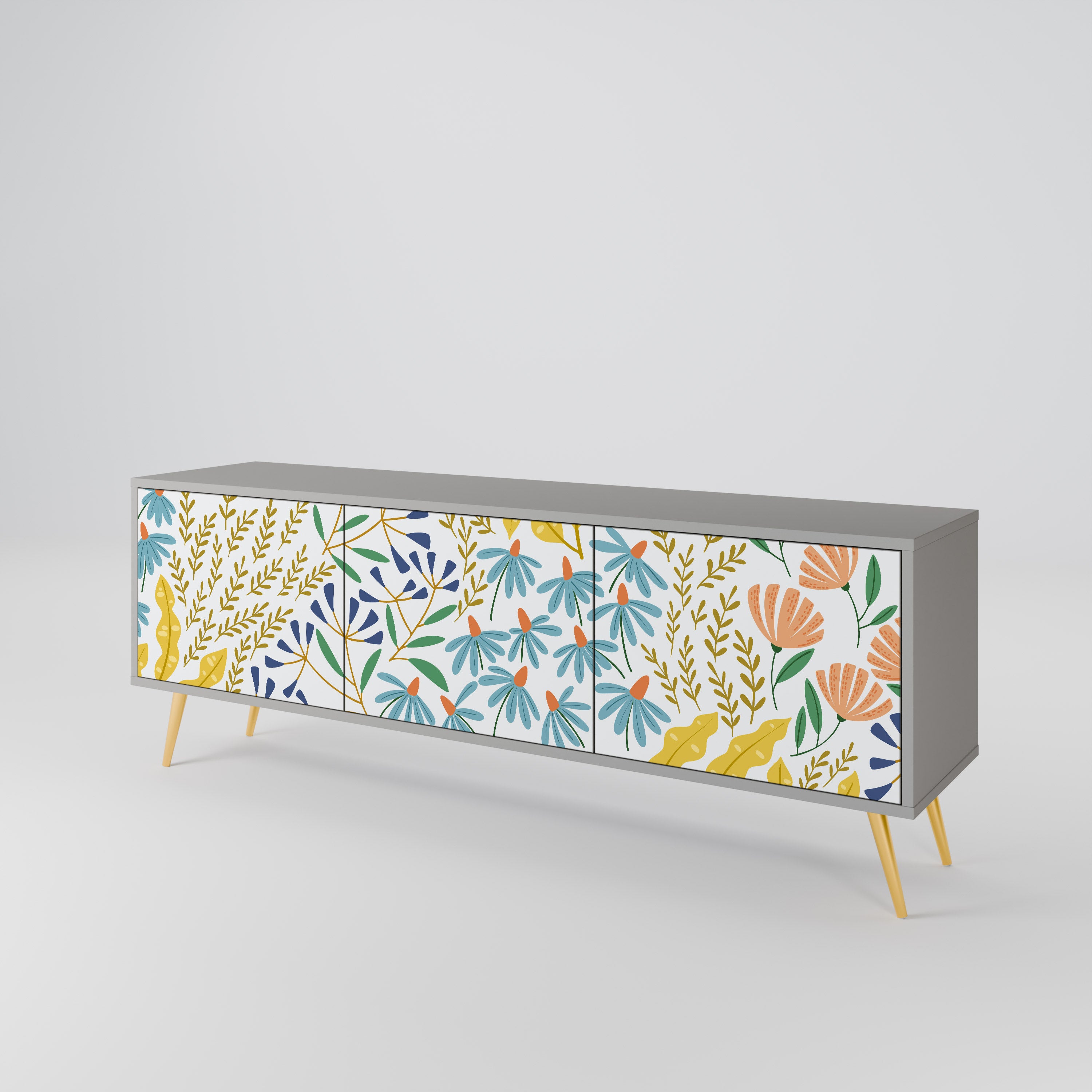 Mueble de TV de 3 puertas HELLO SPRING en acabado gris