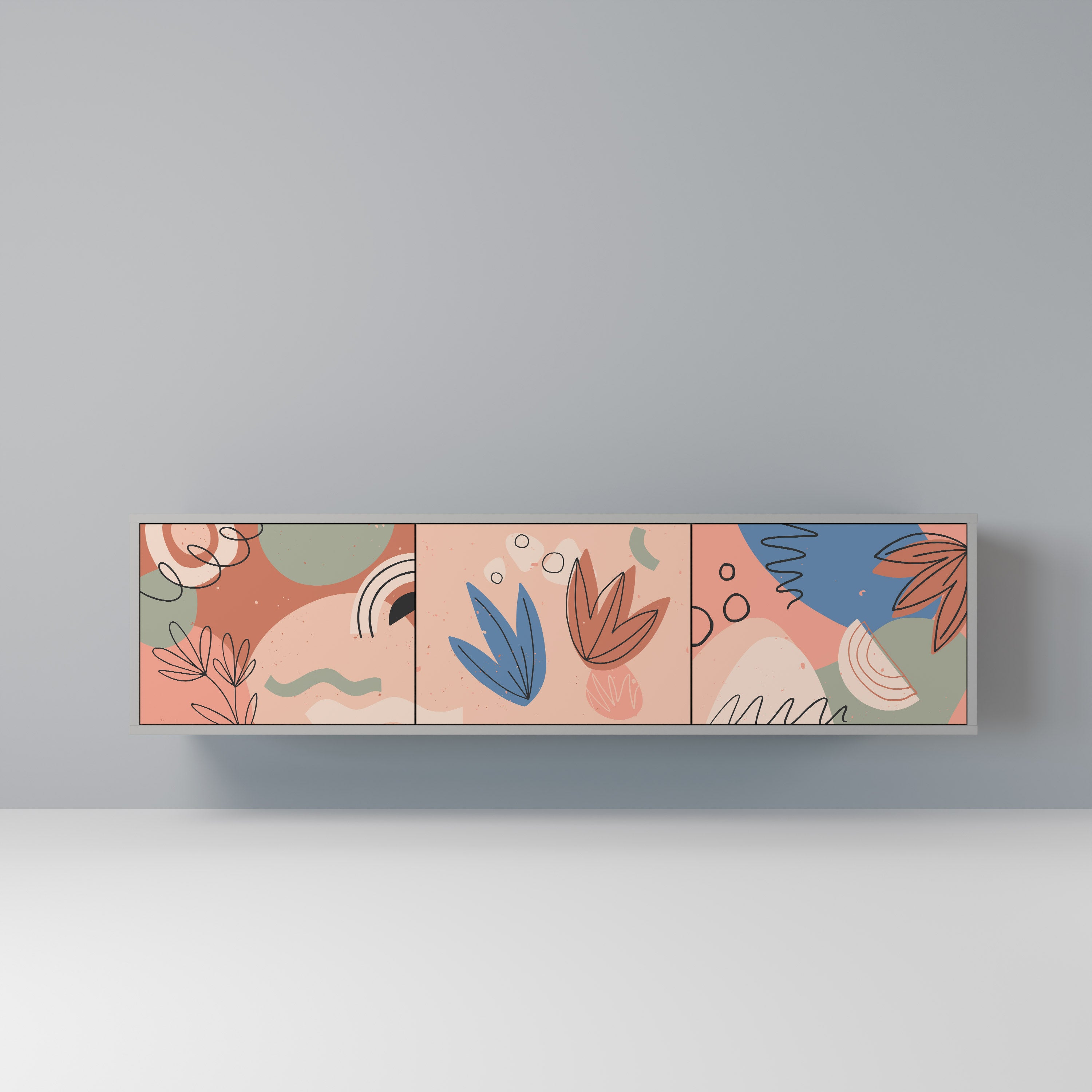 Mueble de TV PASTEL DESTINY de 3 puertas en acabado gris