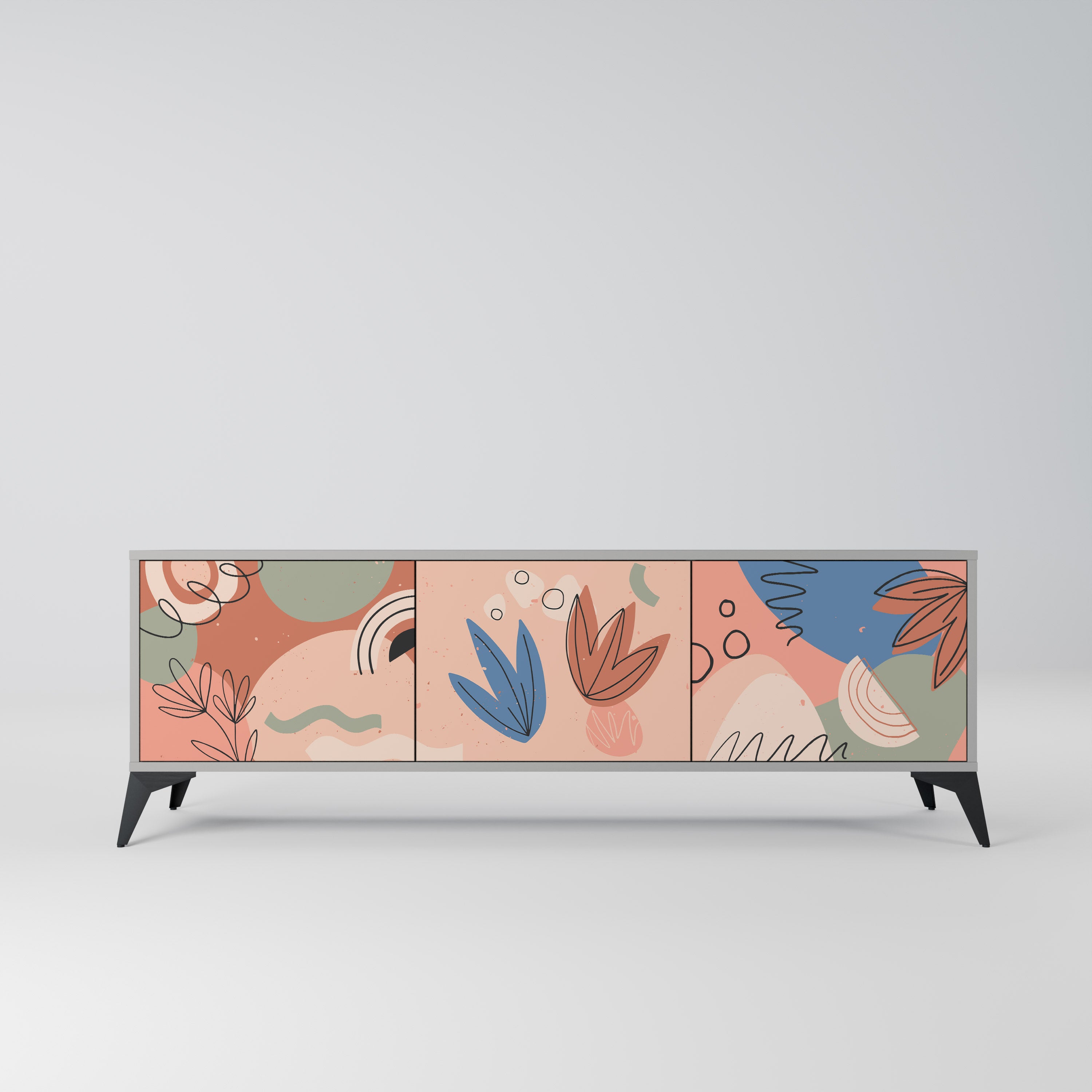 Mueble de TV PASTEL DESTINY de 3 puertas en acabado gris